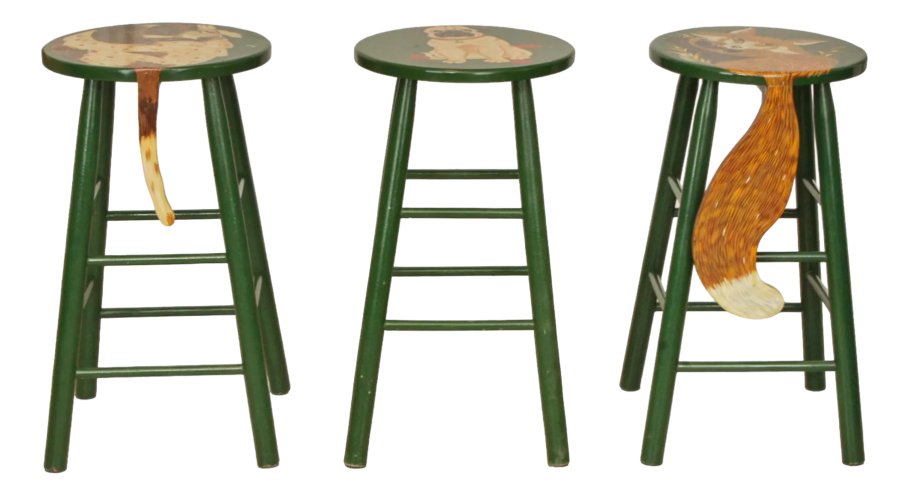 Vintage Bernie Hauserman Hand Painted Stools, C1991, Set of