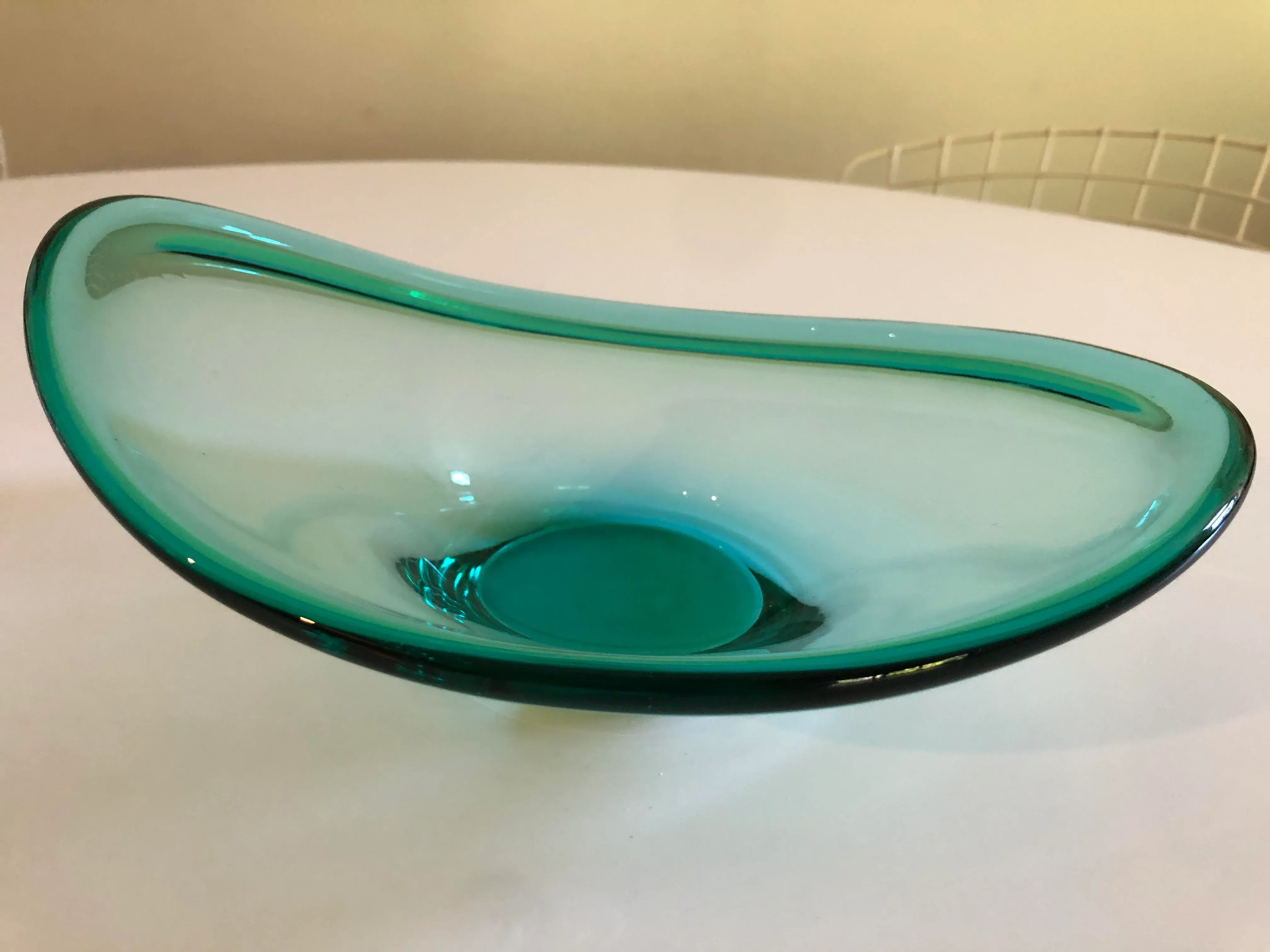Vintage Per Lutken Holmegaard Turquoise Glass Atomic Mid-Century Danish Bowl Dish