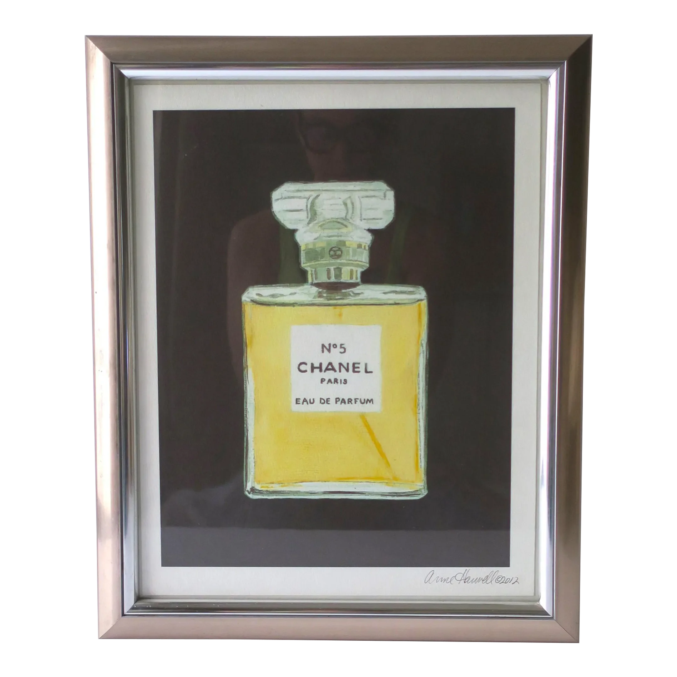 Chanel No. 5 Perfume Bottle Watercolor Painting Signed by
