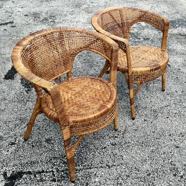 Wicker Chair Vintage Circle Chair Vintage Coastal Woven Rattan