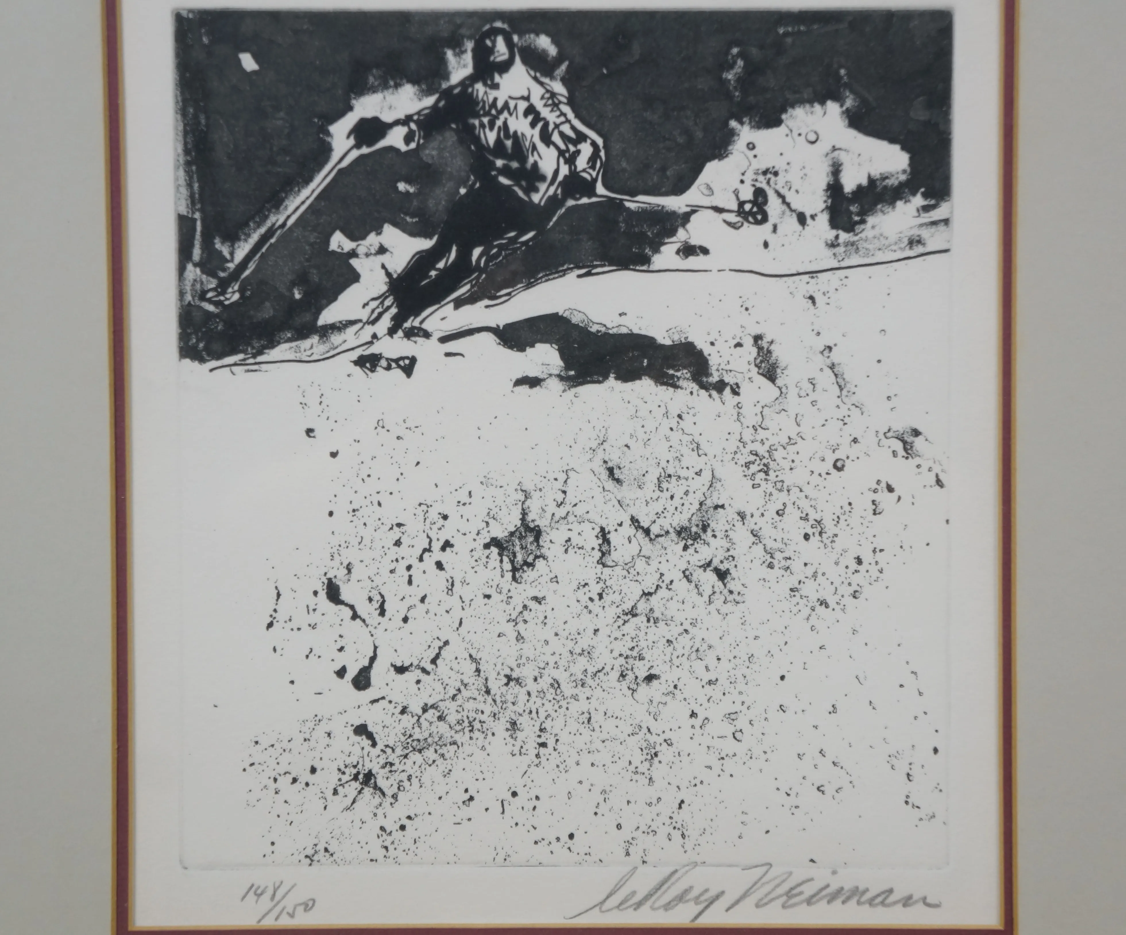 LeRoy Neiman 1972 Signed Framed Alpine Skiing VII Etching 16