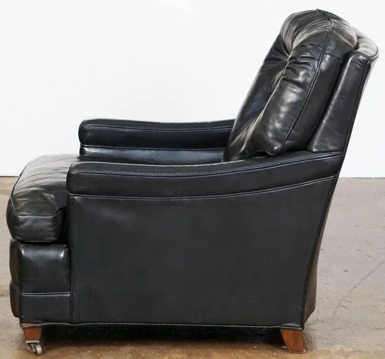 Large Black Leather Lounge Armchair by Bloomingdales Chairish