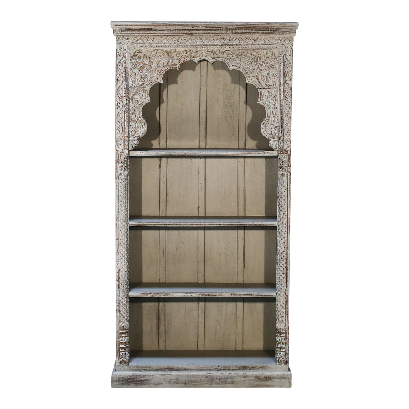 Moorish Carved Solid Wood Arched Display Bookcase Chairish