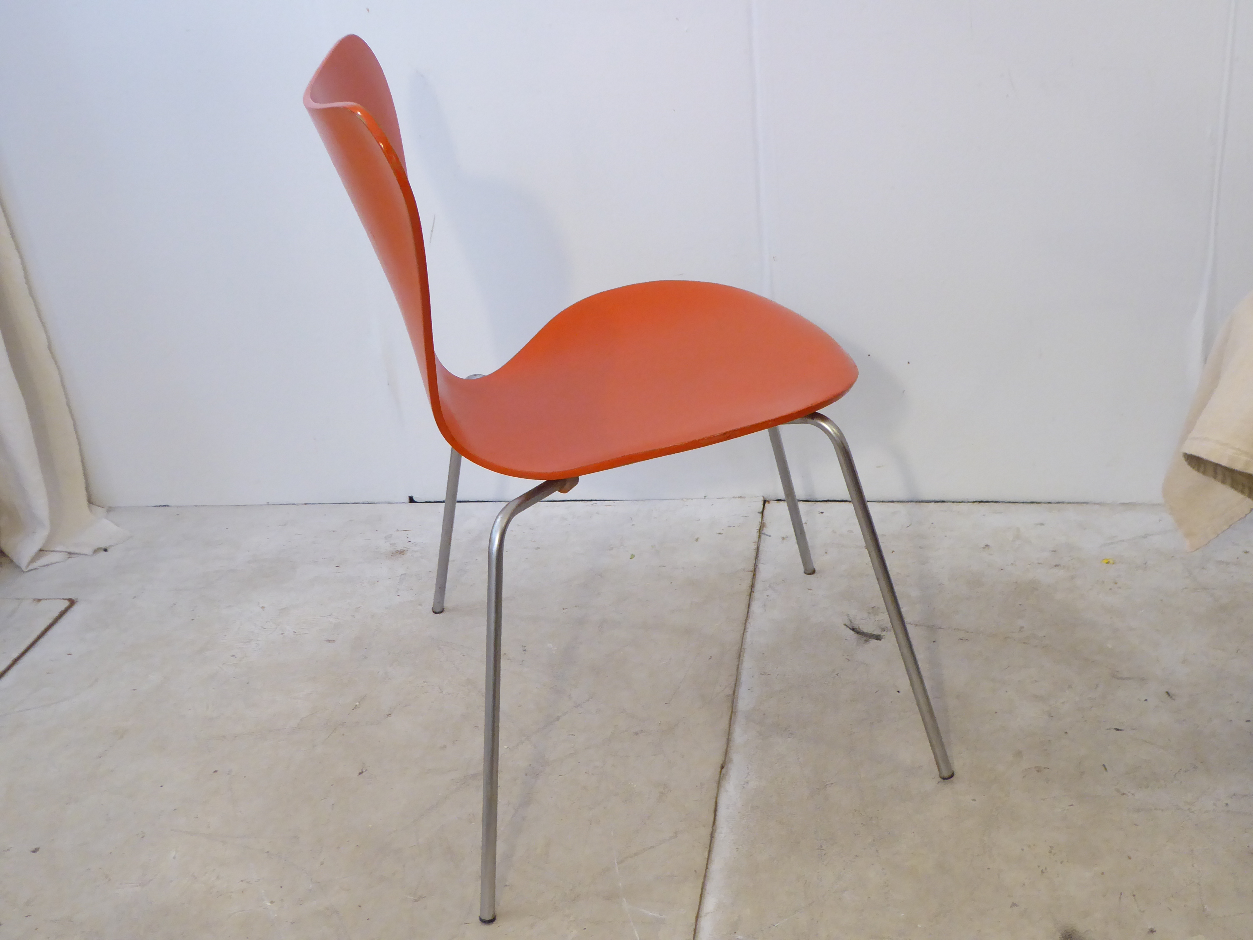 Vintage Fritz Hansen Danish Modern Orange Ant Chair | Chairish