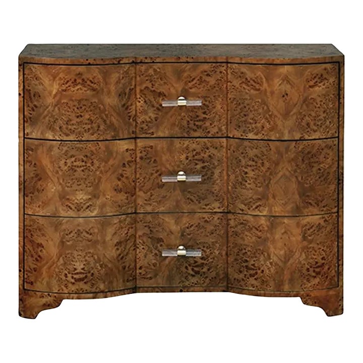 Plymouth Three Drawer Burlwood Chest Chairish
