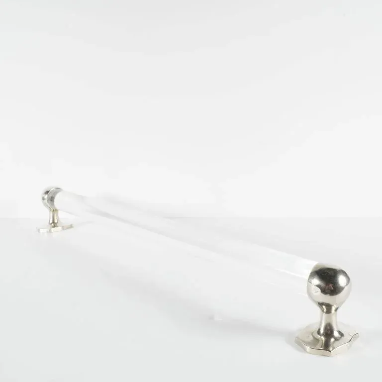 Mid-Century Modernist Lucite and Brushed Nickel Towel Rod, circa 1960