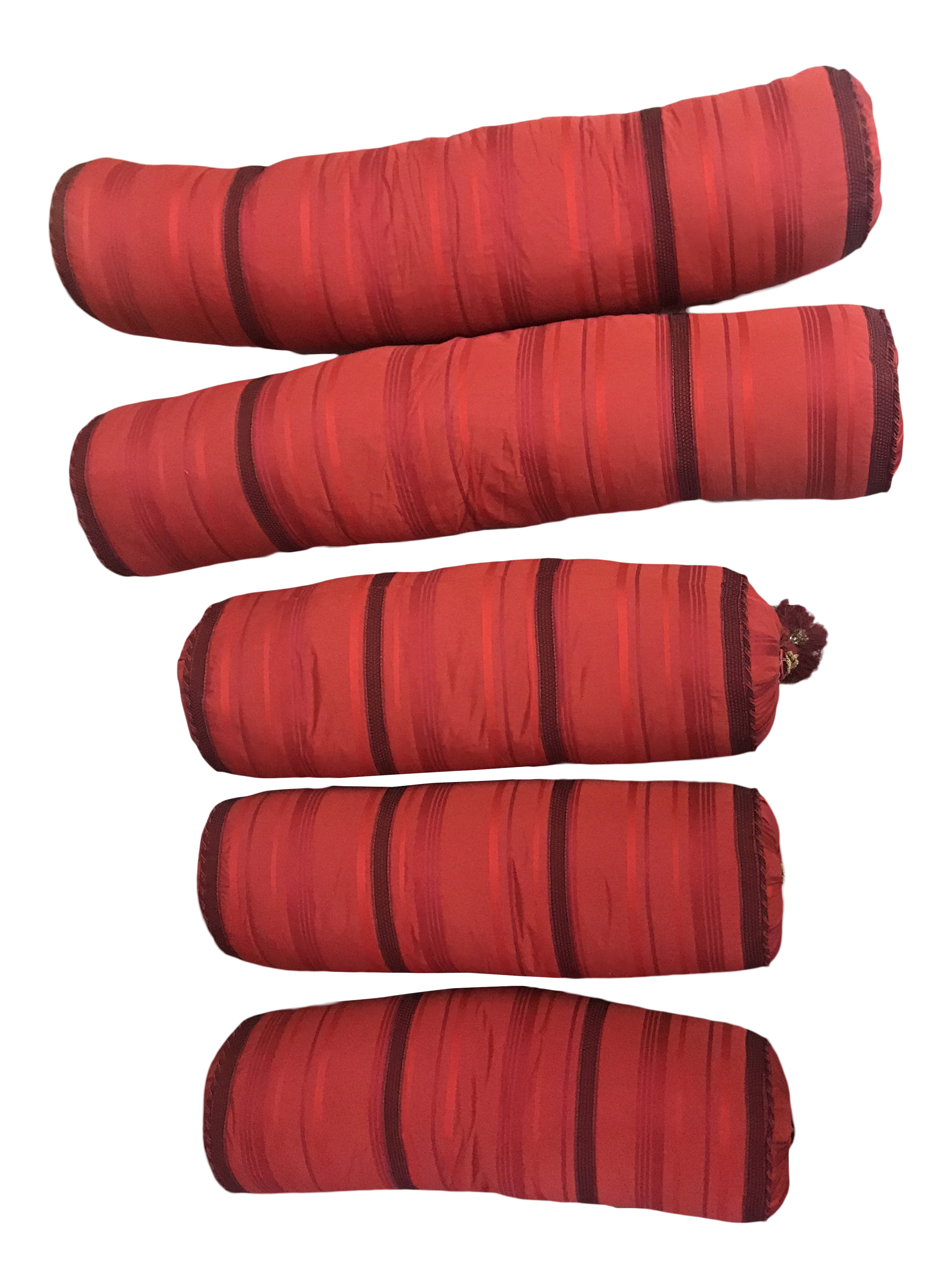 Red Silk Cotton Down Fill Bolster Pillows Set Of 5 Chairish
