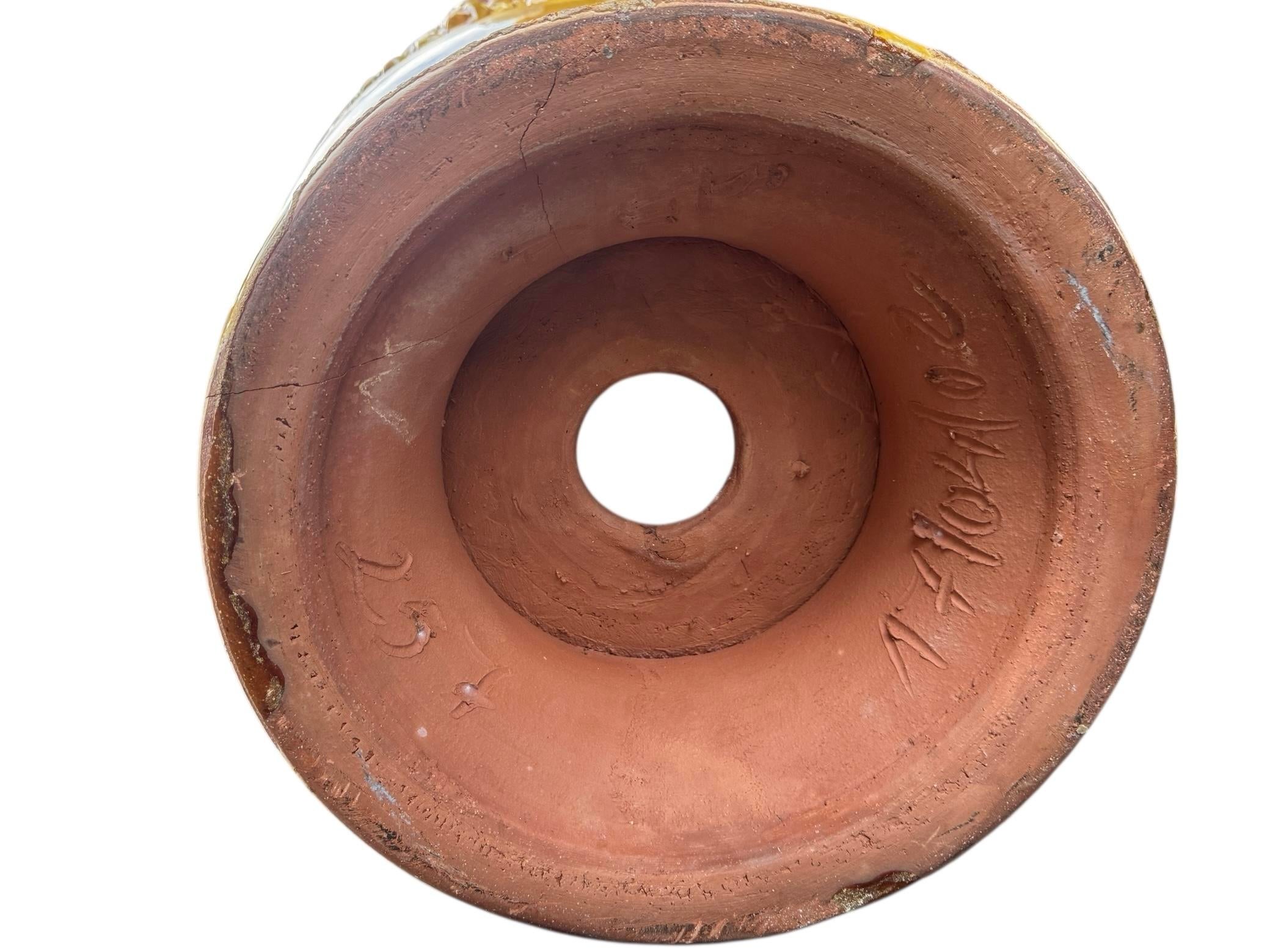French Handmade Glazed Terracotta Planter by Le Chêne Vert in Anduze