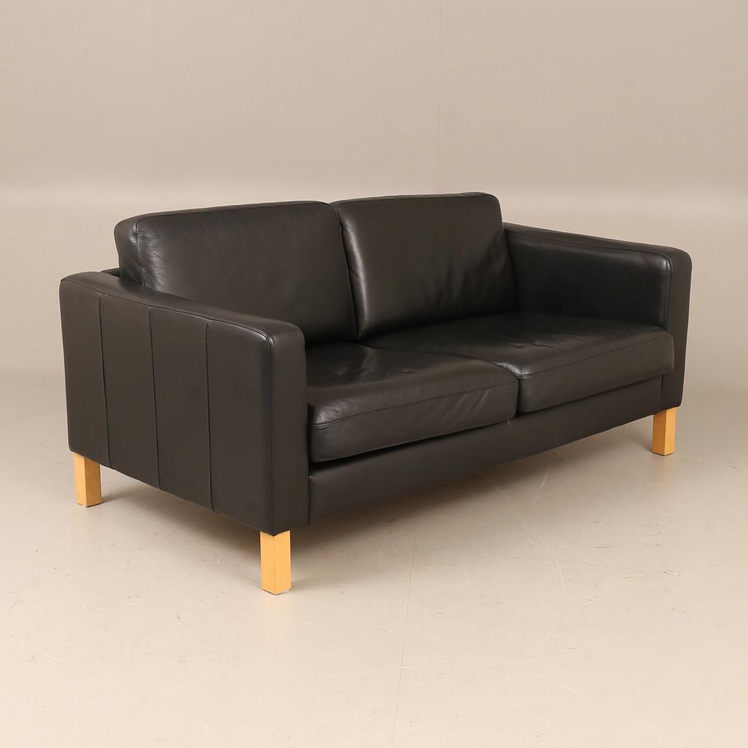 Karlstad Black Leather Sofa from Ikea