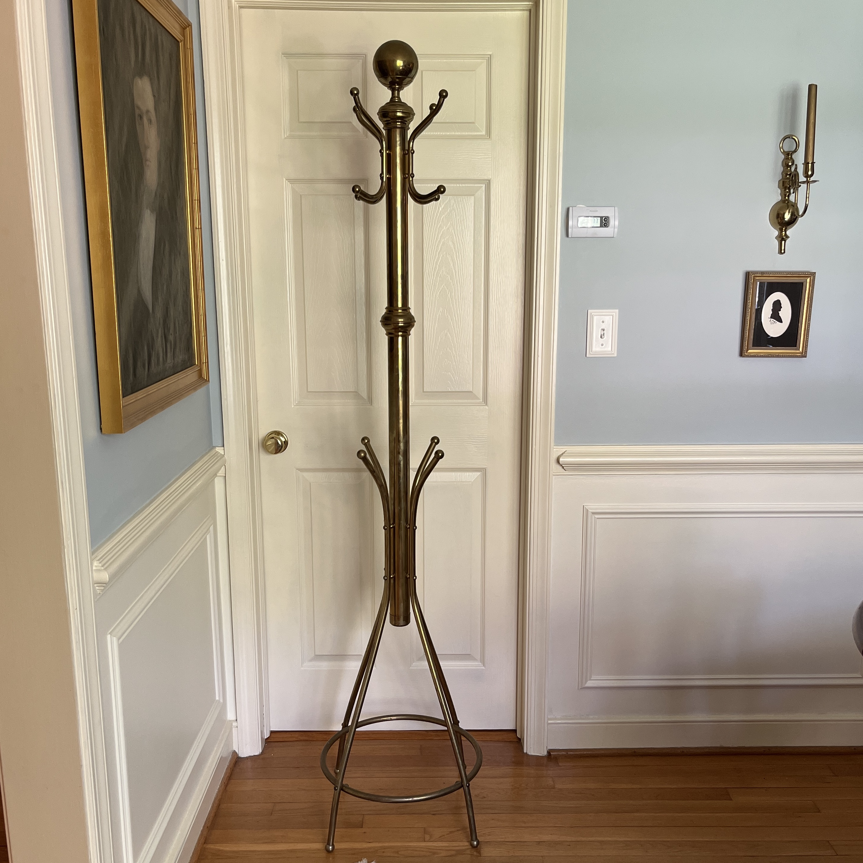 1940s American Mid-Century Tubular Brass Coat and Hat Rack