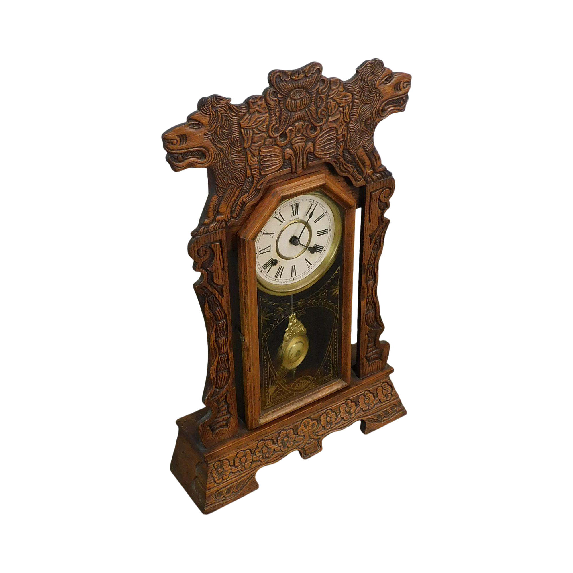 New Haven Antique Lion Carved Oak Gingerbread Kitchen Clock Chairish