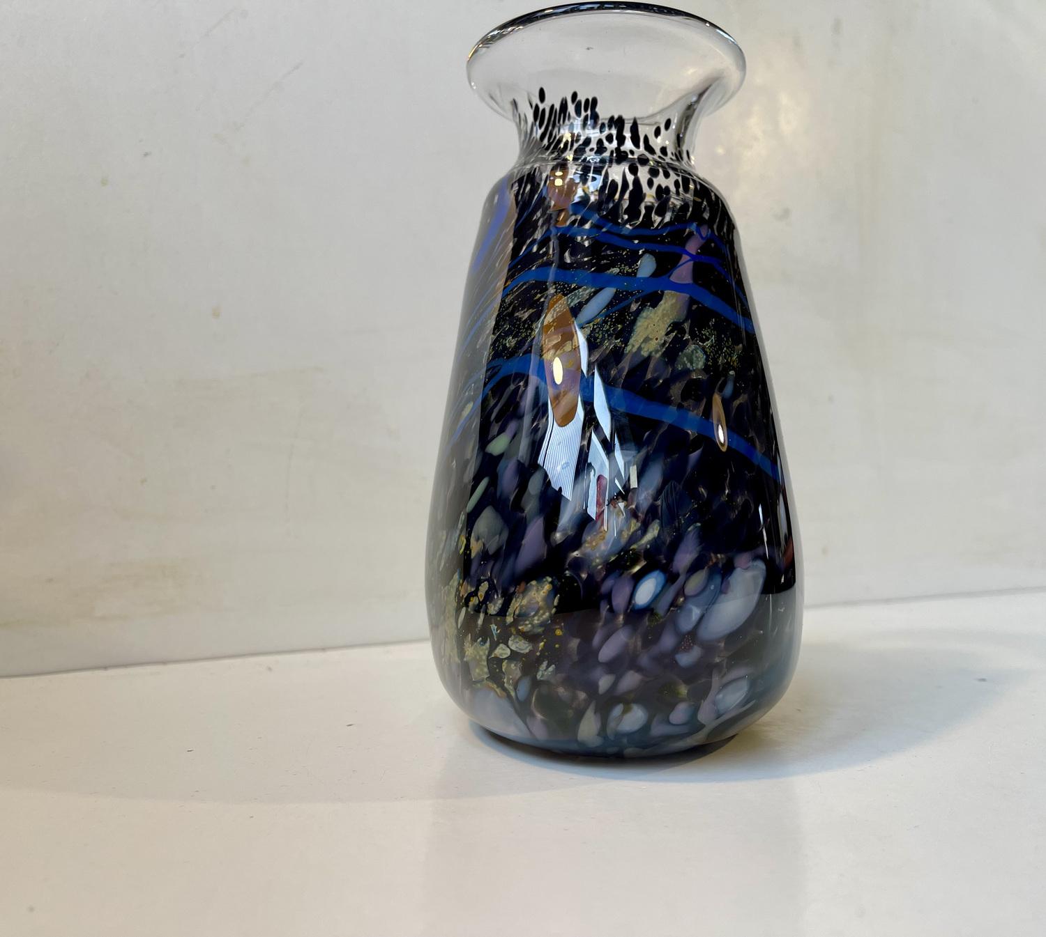 Vintage Art Glass Vase by Odd Ingar Karlengen for Hallingglass Norway, 1980s