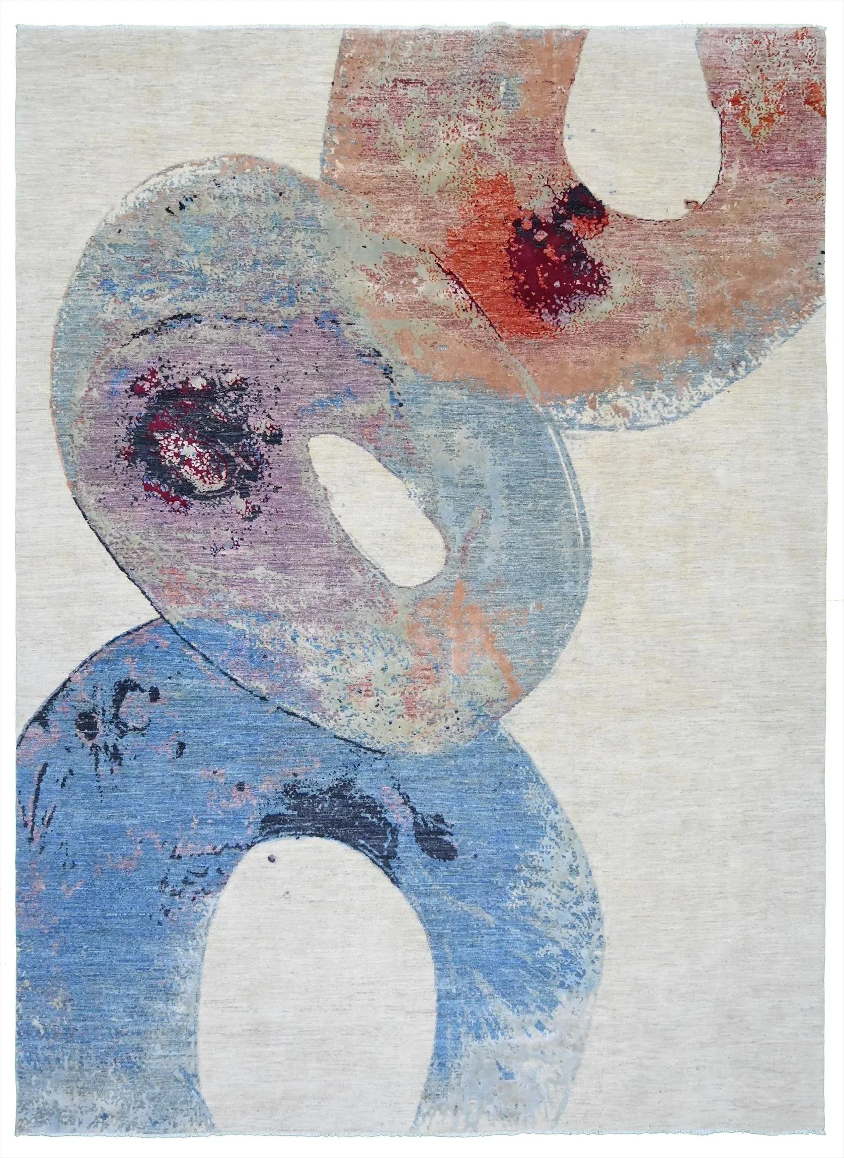 2020s Hand Knotted Modern Wool Rug. 09\'00\