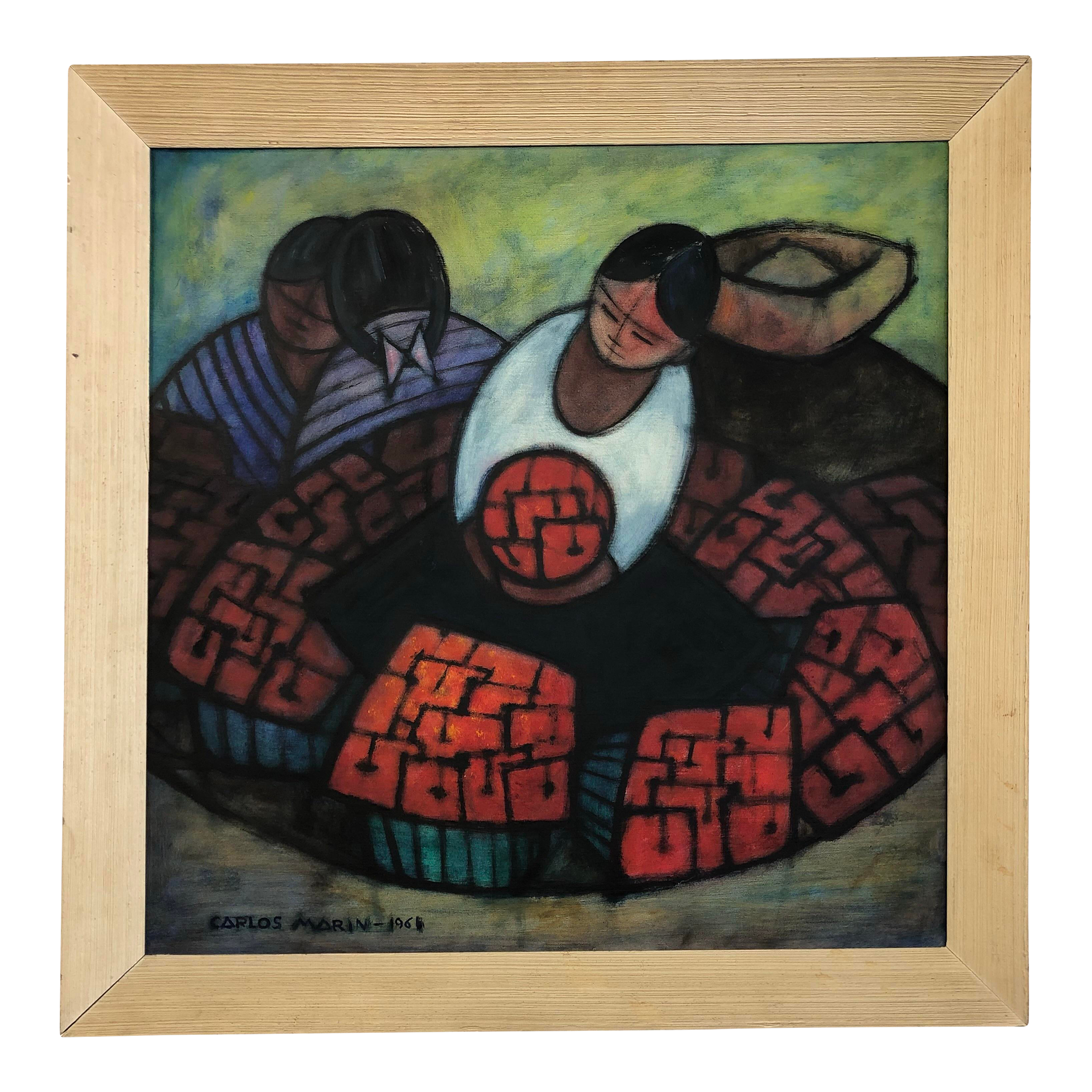 Original Cubist Women & Watermelon Painting by Carlos Marin