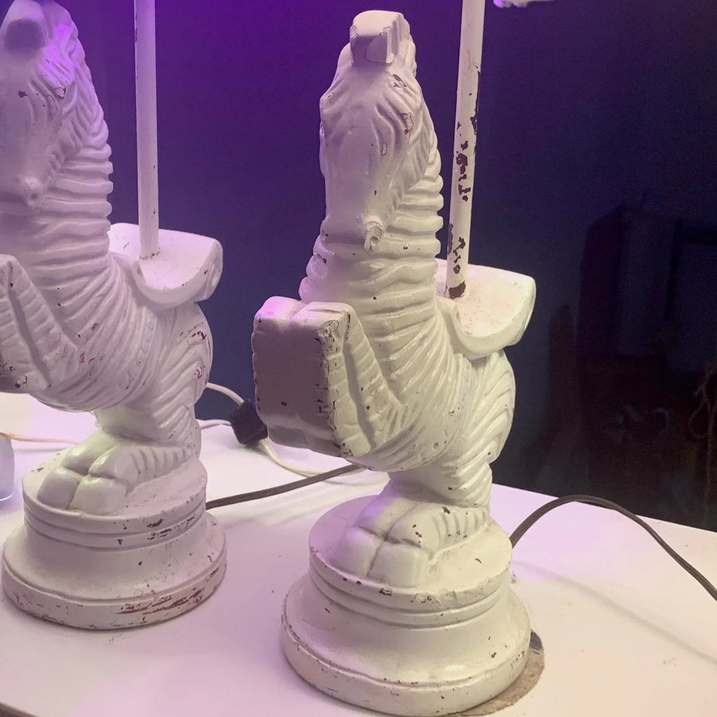 Midcentury Frederic Weinberg Bucking Zebra Table Lamp, Signed