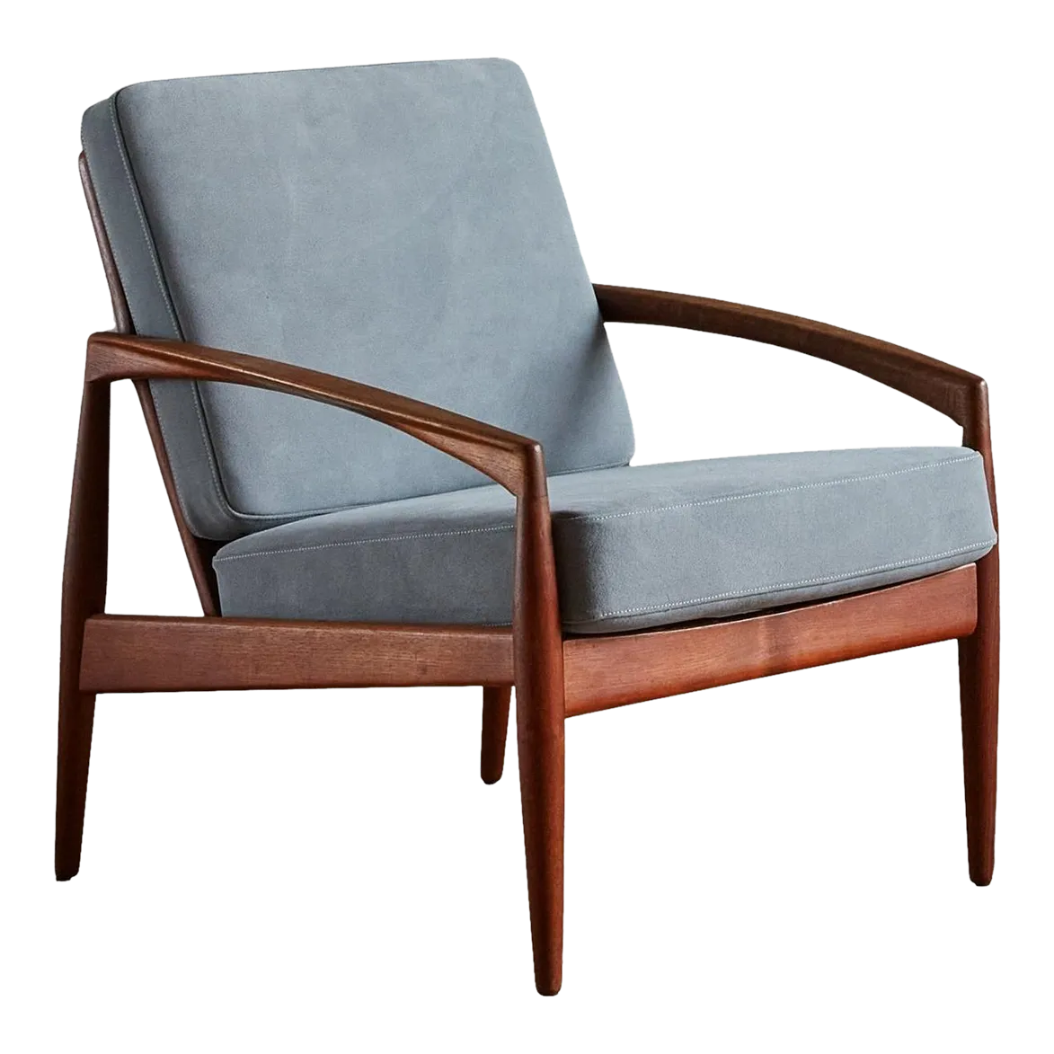 Paper Knife' Grey Suede + Teak Chair by Kai Kristiansen for Magnus