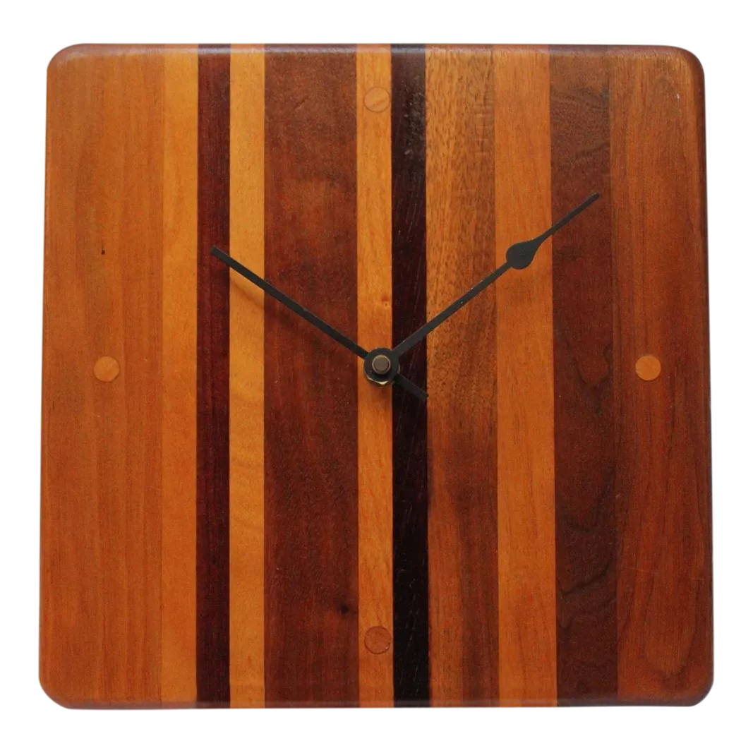 mid-century-modern-mixed-wood-wall-clock-chairish