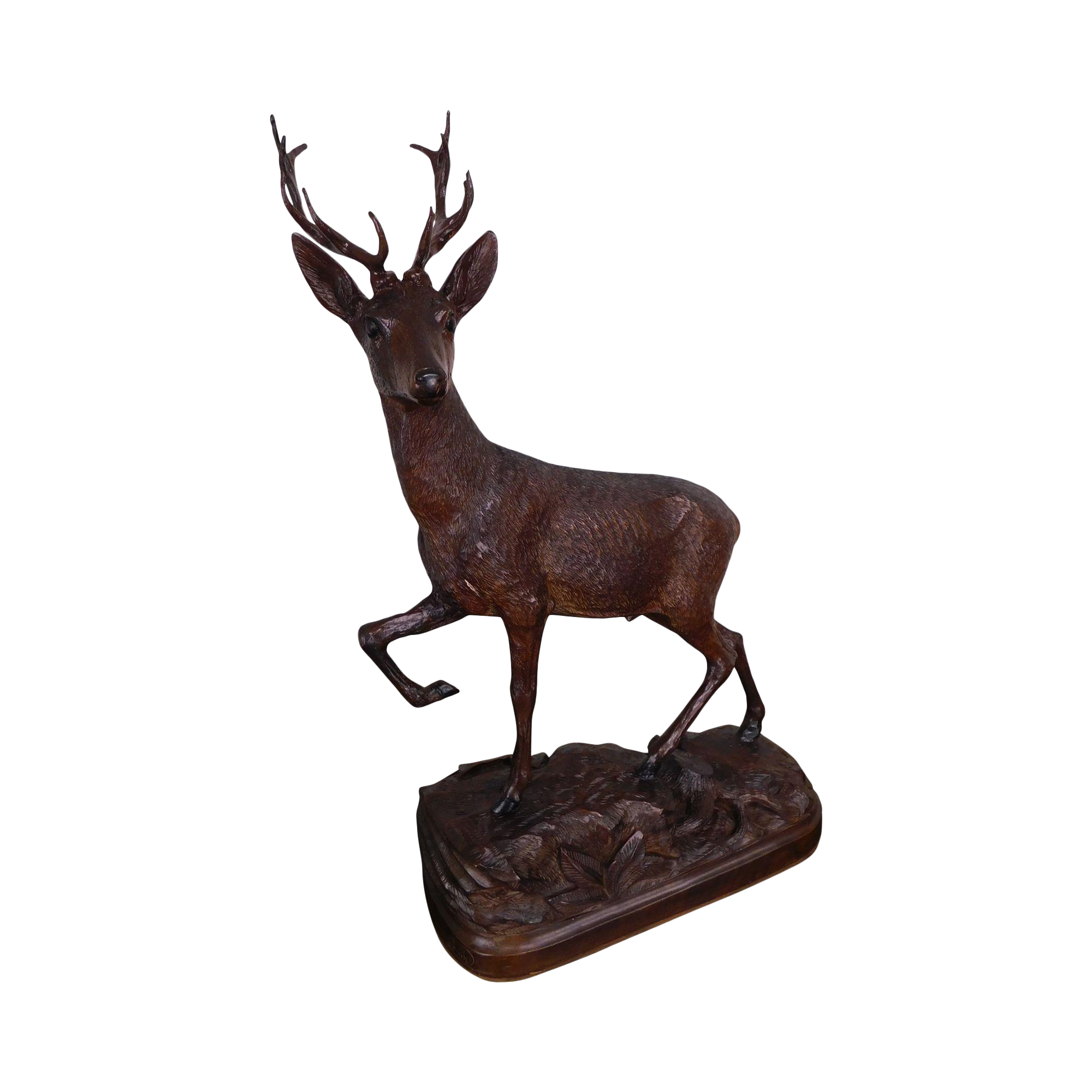 Black Forest Antique Hand Carved Stag Deer Statue Chairish