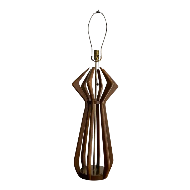 Paoul Italian Dance ShoesMid-Century Modern Sculpted Walnut Table Lamp by Modeline, Unsigned