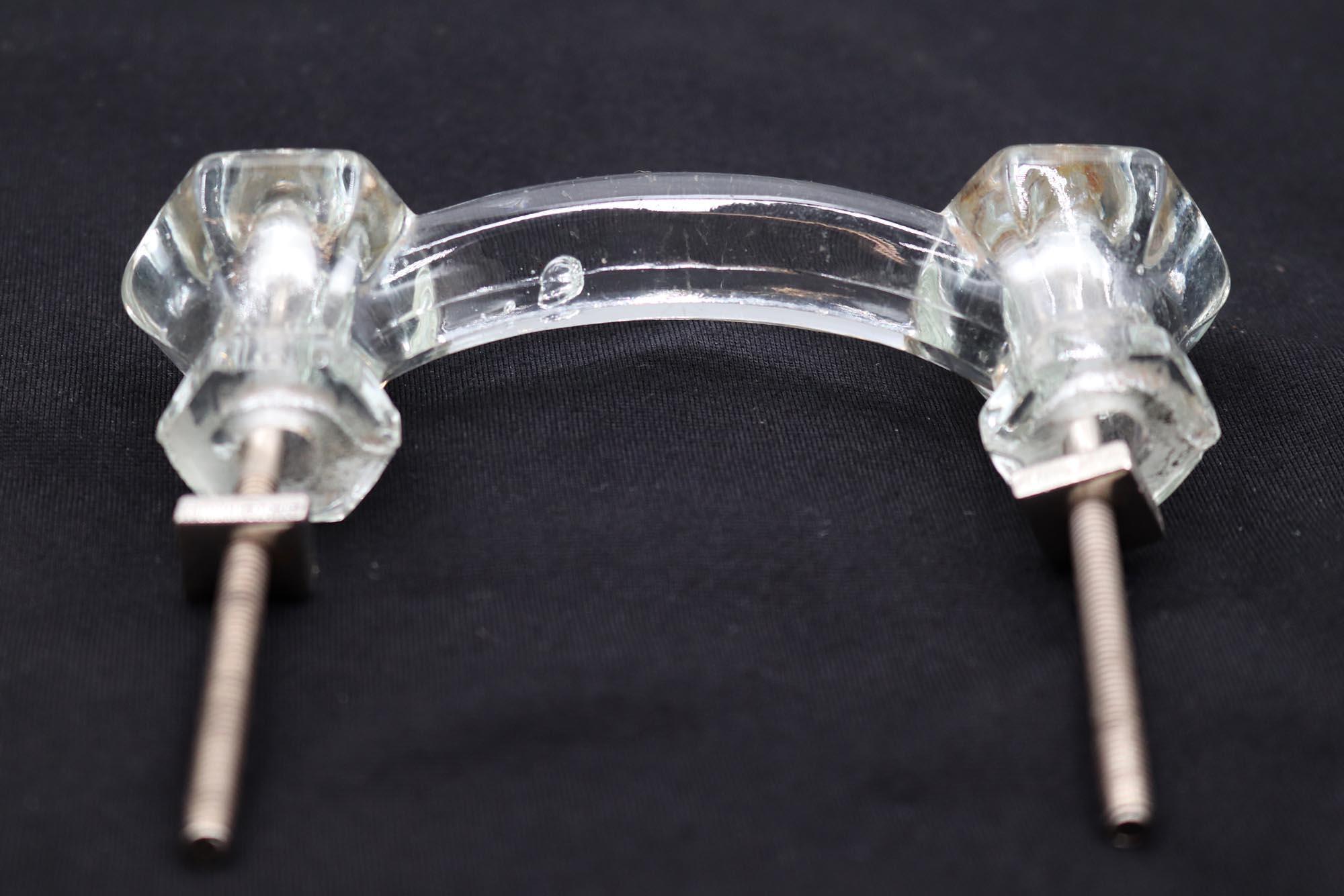 Antique 4.25 In. Clear Glass Bridge Drawer Pull