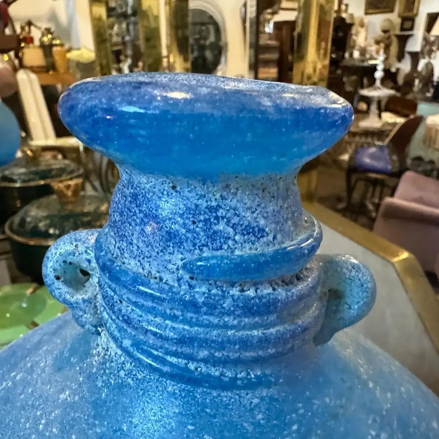 欲しいの Blue Light Attributable Cenedese 1960s Scavo Glass Murano 工芸品