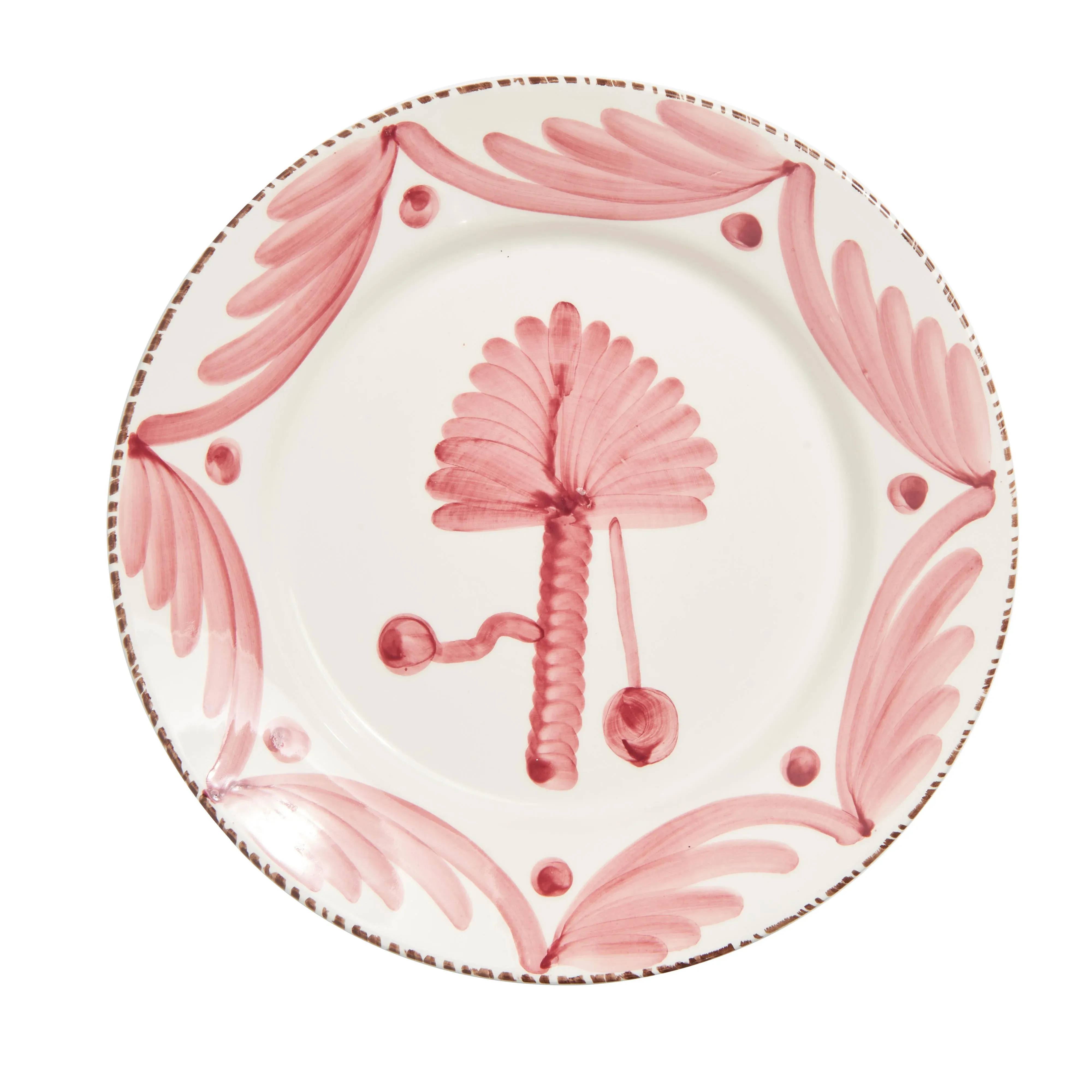 Casa Nuno Pink and White Dinner Plates, Palm, Set of Chairish