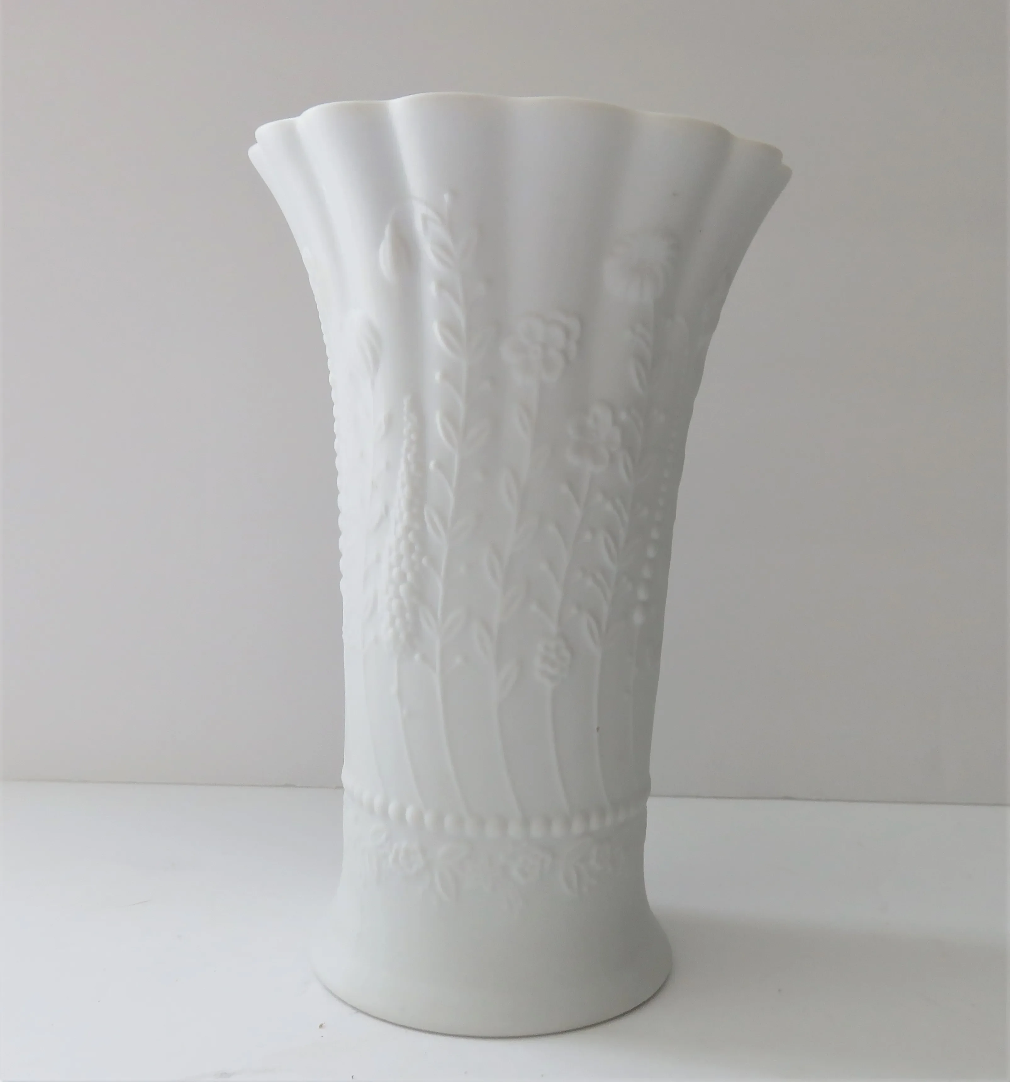 Kaiser White Bisque Porcelain Vase, West Germany Signed