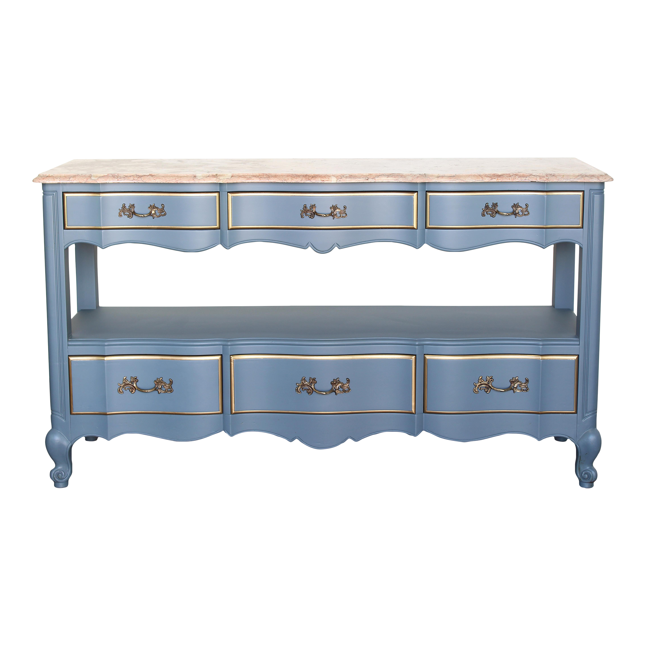 Vintage French Style Gray Console Table With Marble Top Chairish