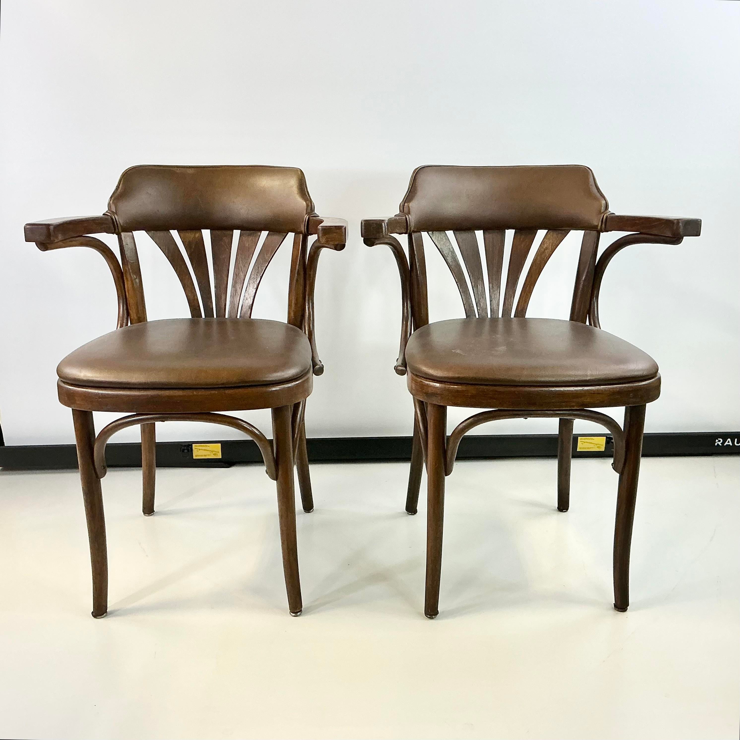 DREVOUNIA　チェコ製ヴィンテージチェアー 1940s Vintage Boho Chic Art Deco Drevounia Bentwood Arm Chairs - A