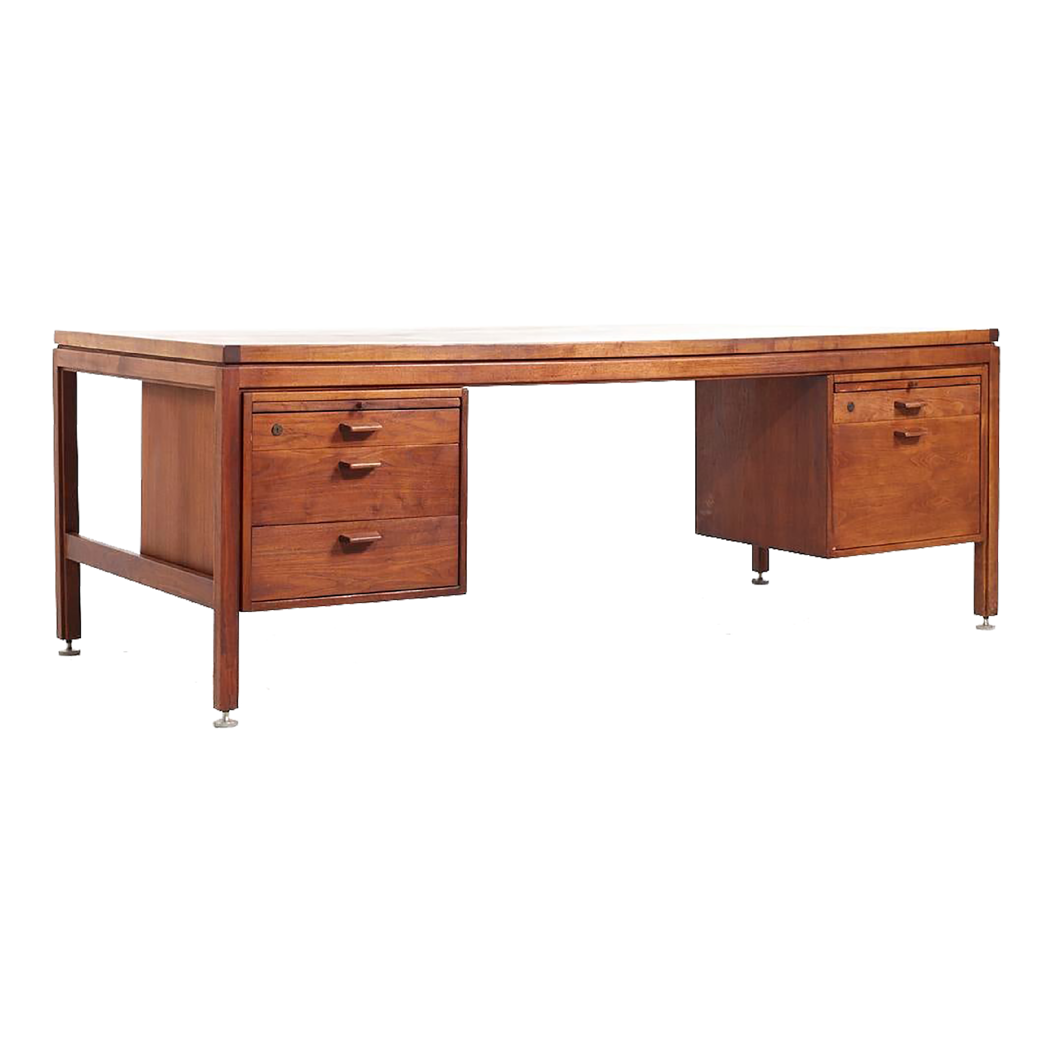 Jens Risom Mid Century Walnut Executive Desk | Chairish