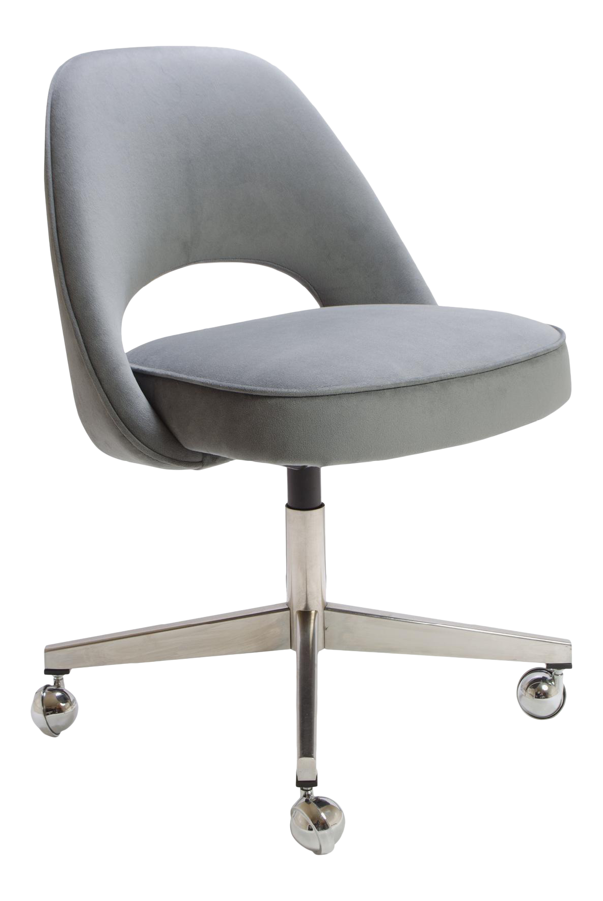 Saarinen for Knoll Executive Armless Chair in Gray Moleskin, Swivel
