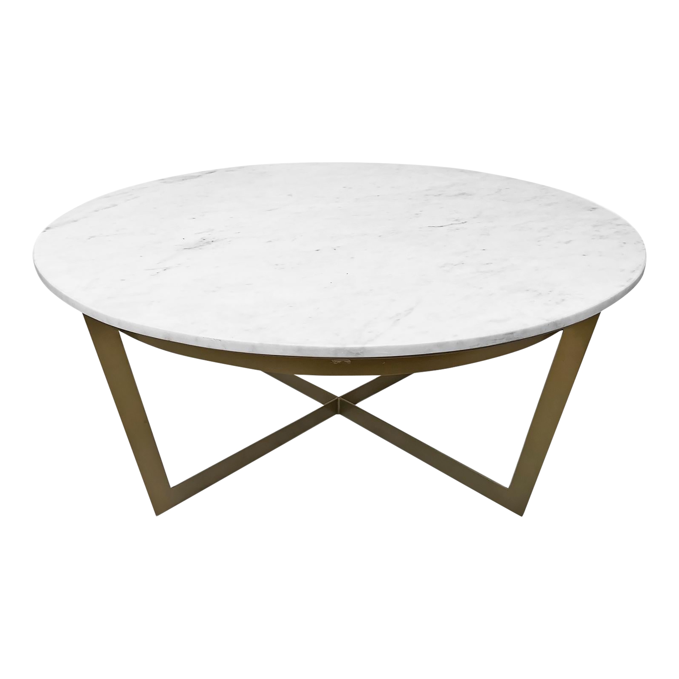 Marble & Brass Round Coffee Table | Chairish