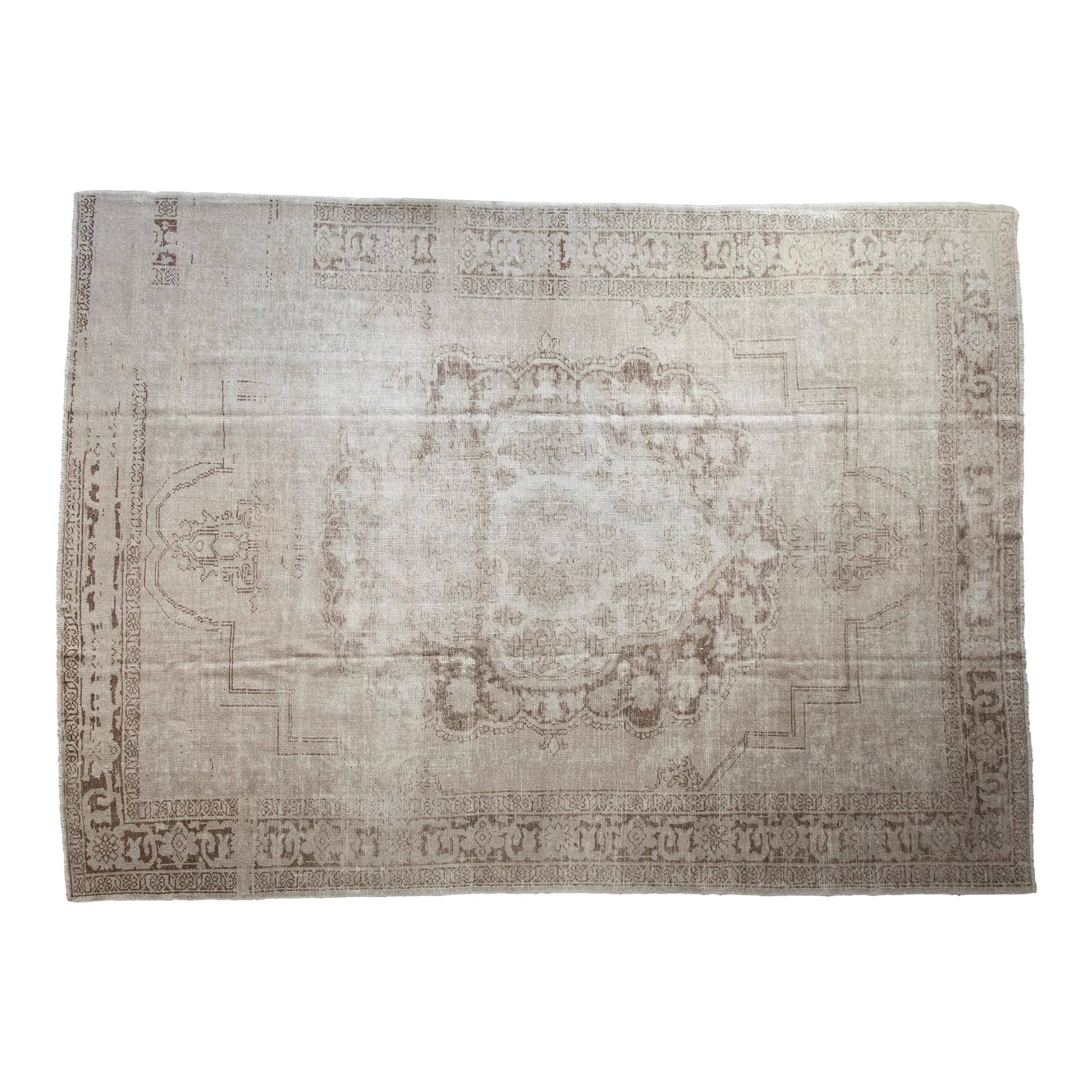 Artist Liubou Sas “Between Breaths” Modern Original PaintingVintage Distressed Oushak Carpet - 8\'8\