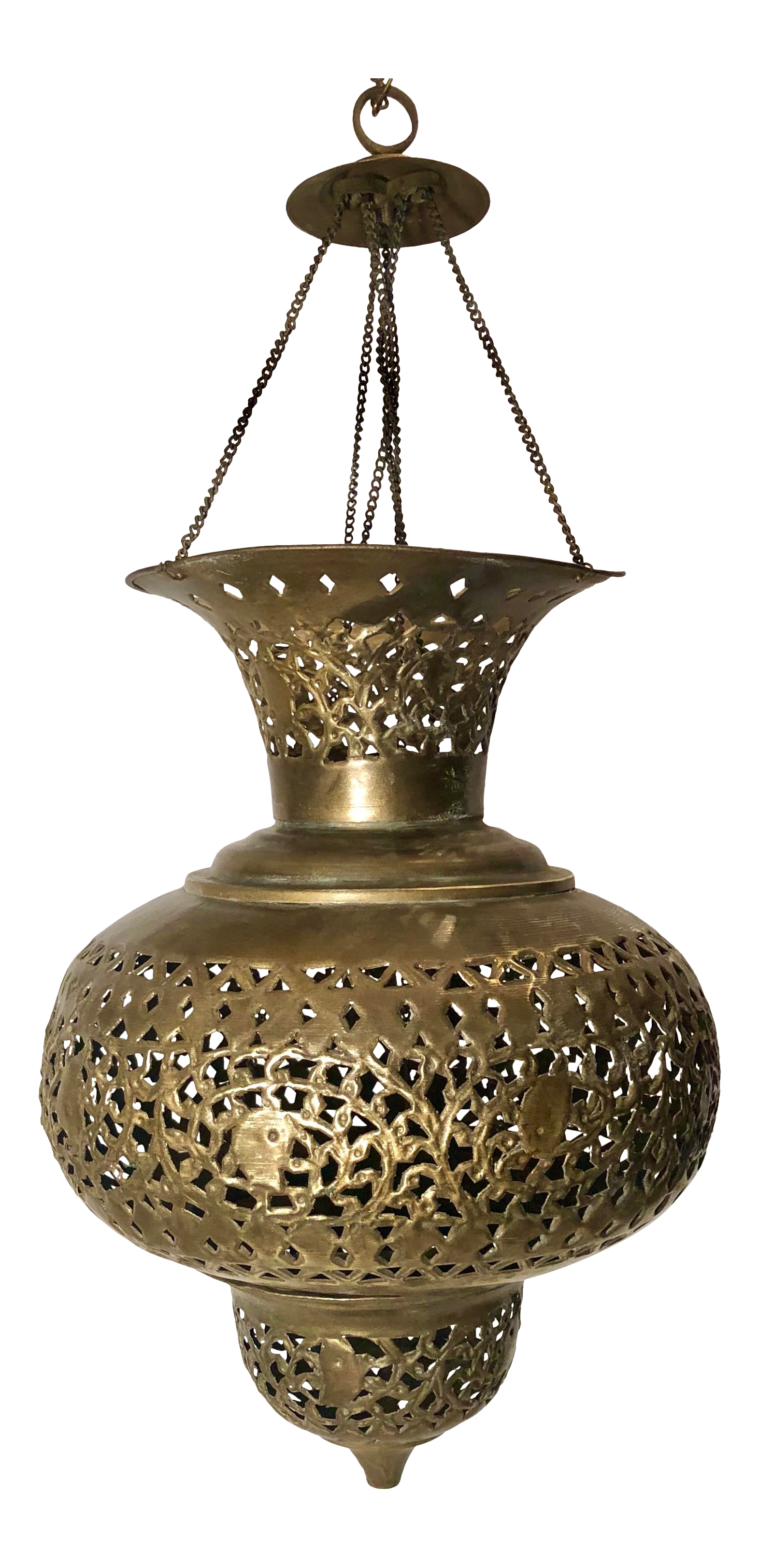 Vintage Moroccan Persian Pierced Brass Teardrop Large Lantern Pendant Chairish