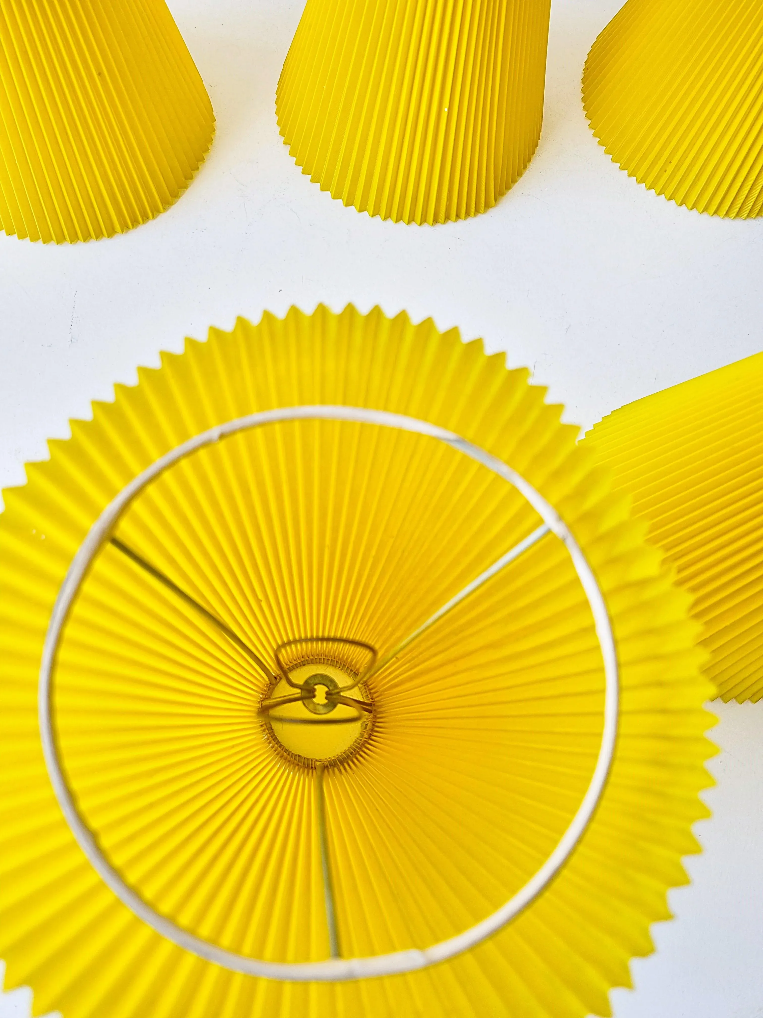 Vintage Brass Pleated Shade Pendant Lamp, 1960