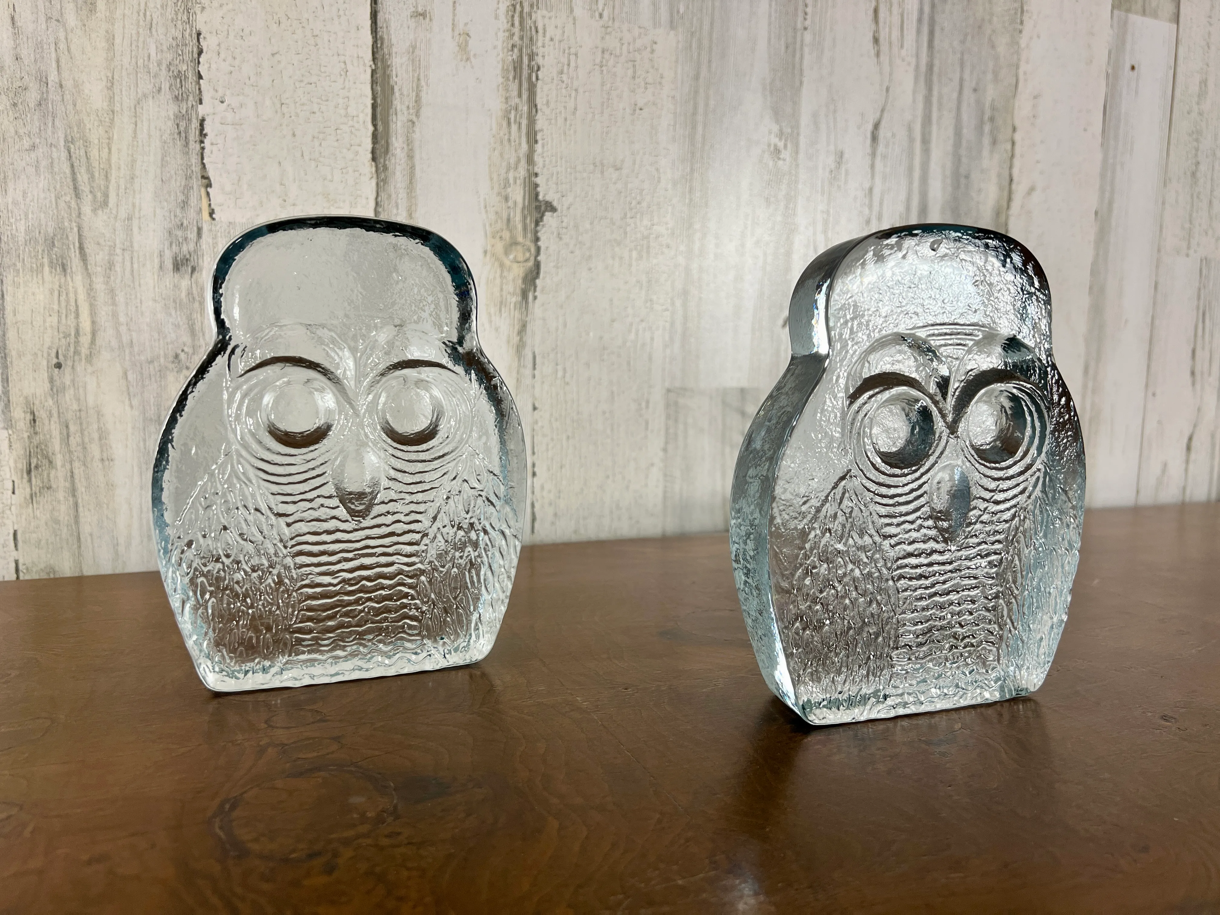 Blenko Glass Owl Bookend 梟 ガラス ブックエンド Blenko Glass Owl Book Ends | Chairish