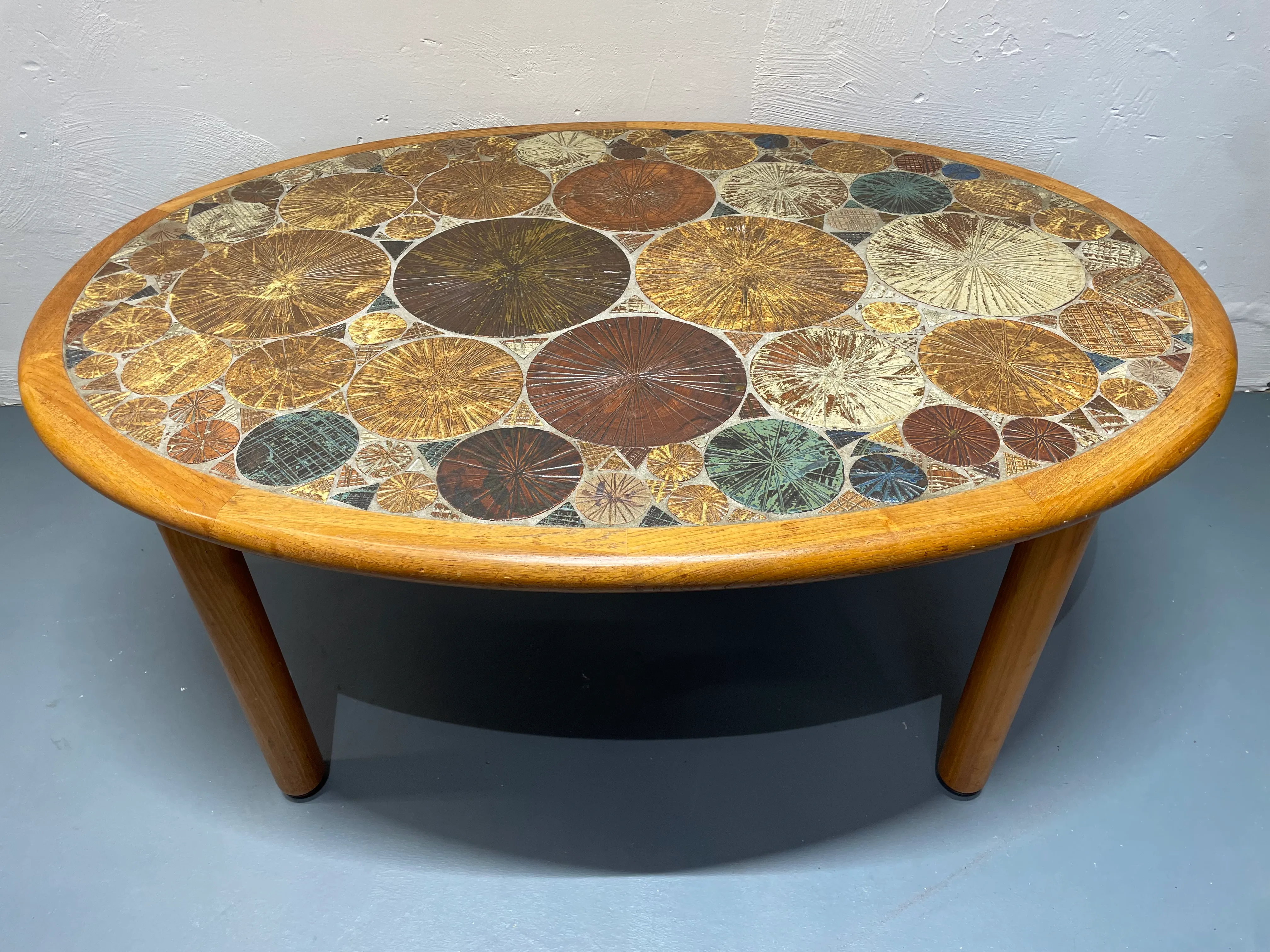 Mid-Century Danish Teak Ceramic Coffee Table by Tue Poulsen for