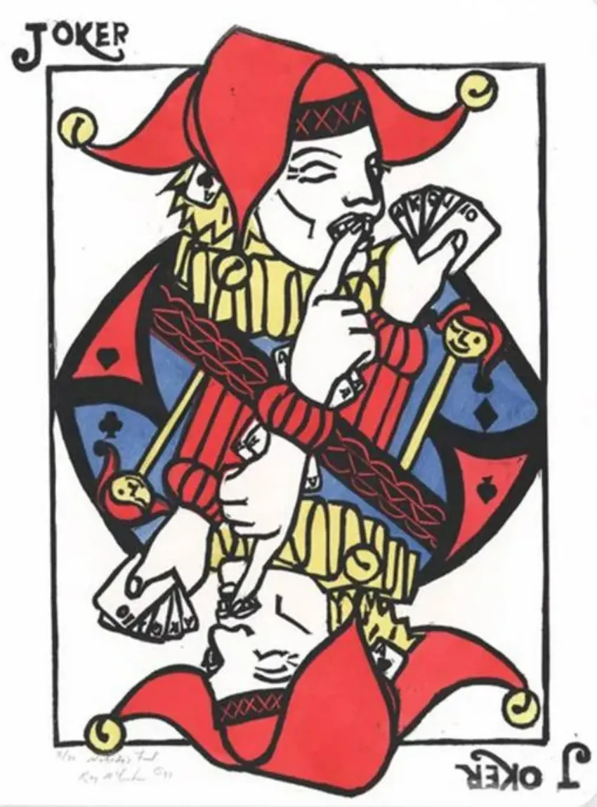 1997 Joker Double Sided Playing Card Serigraph | Chairish