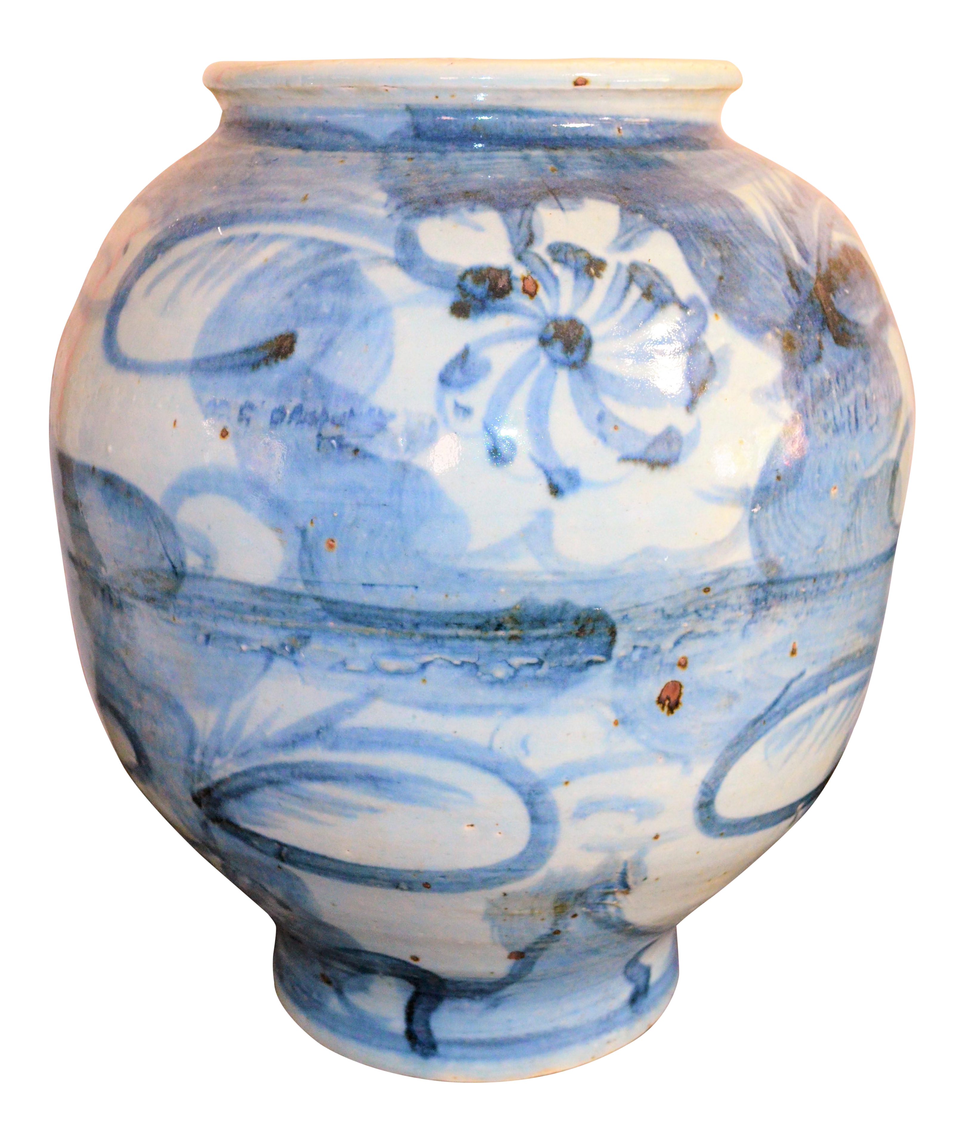 Chinoiserie Blue And White Abstract Lotus Vase Chairish