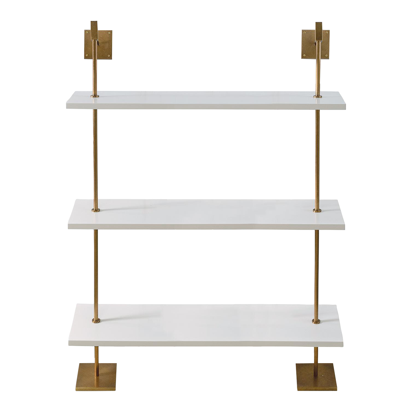Marais 3Tier White & Aged Brass Shelf 48"W Chairish