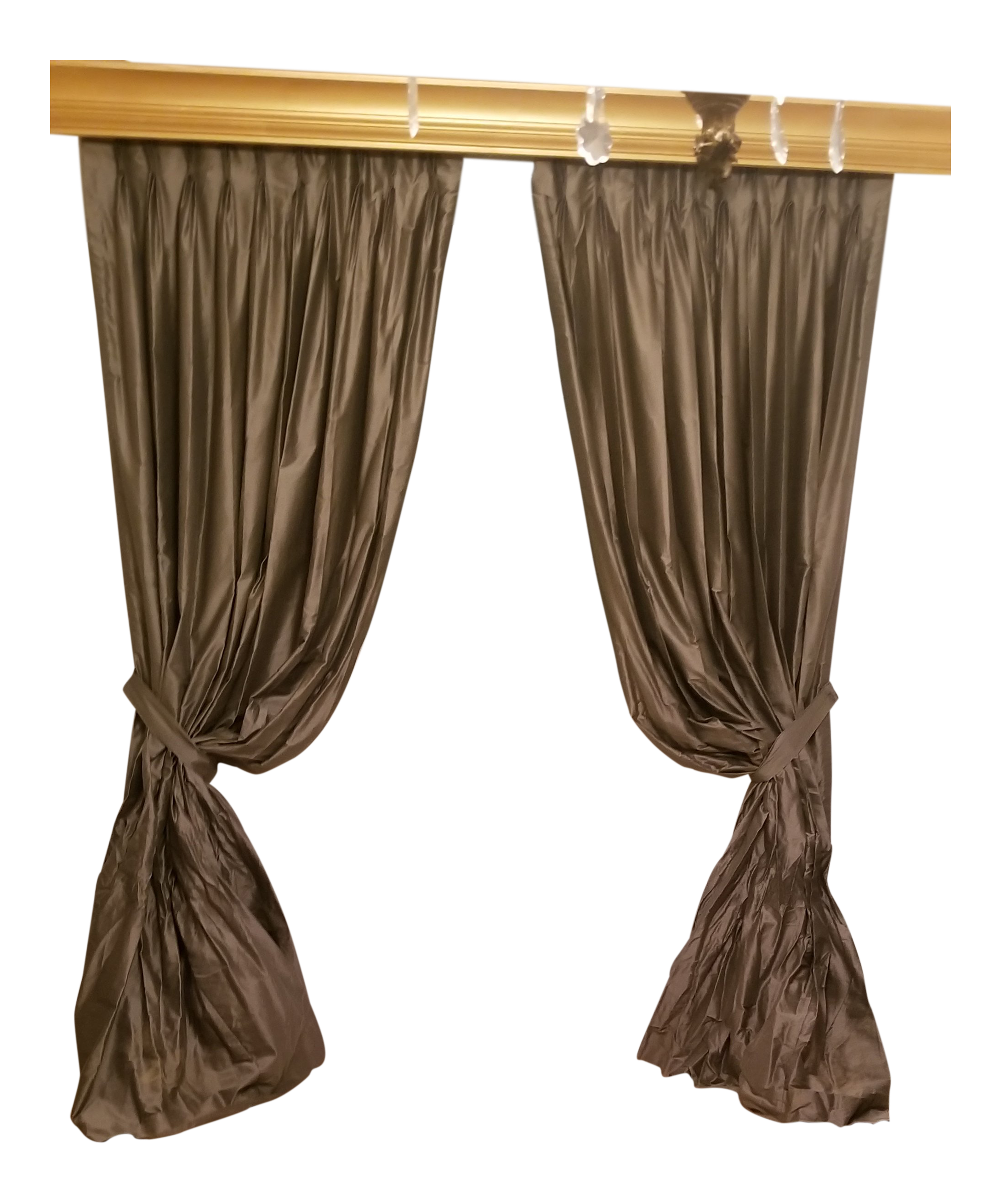 Designer Gray Silk Shagreen French Pleat Style Drape Panels A