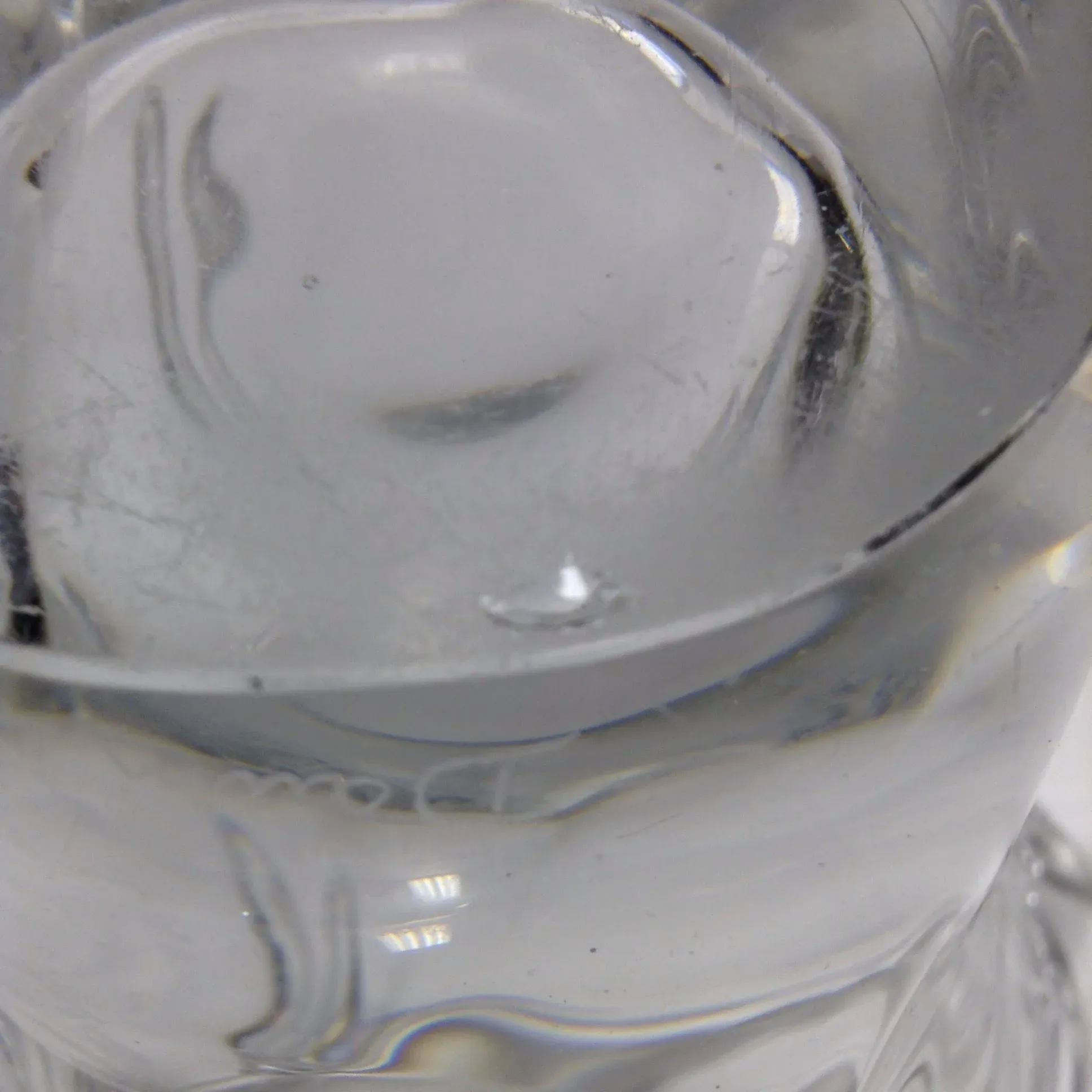 French Clear Crystal Vase Etched Signed Daum - France 60s