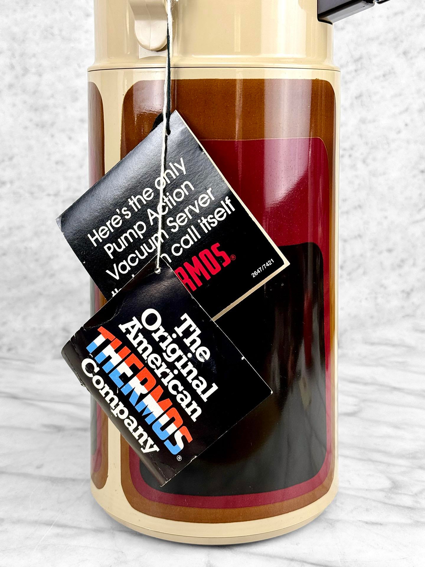 Mid-Century Retro Tri-Color Pump Top Travel Crafe Thermos | Chairish