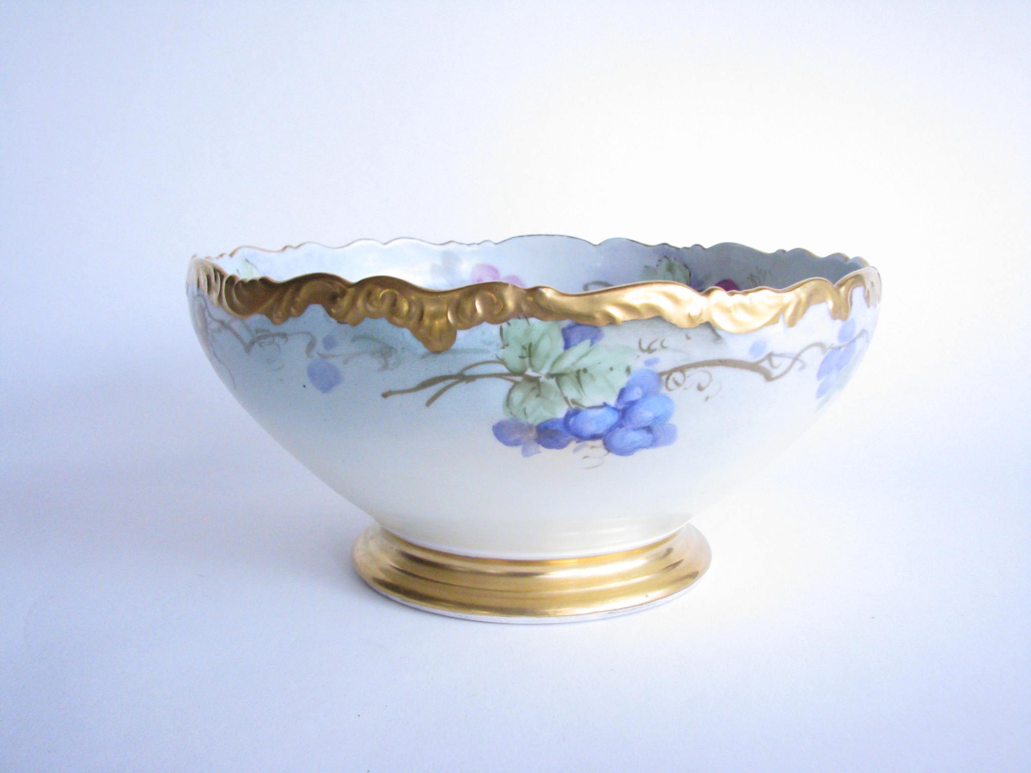 Antique T&V Limoges France Cobalt Blue and Gold Embossed