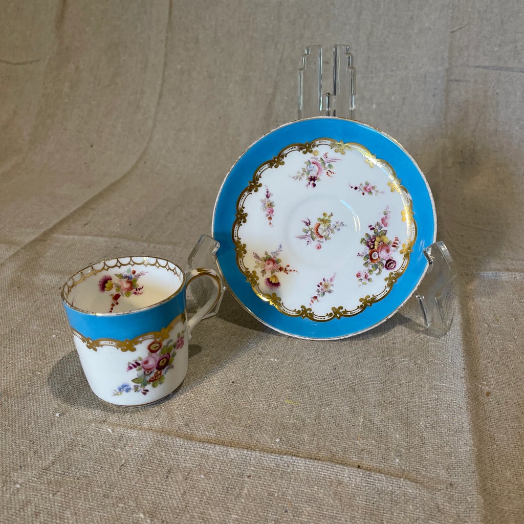 Mid 19th Century Antique Coalport Cup & Saucer | Chairish