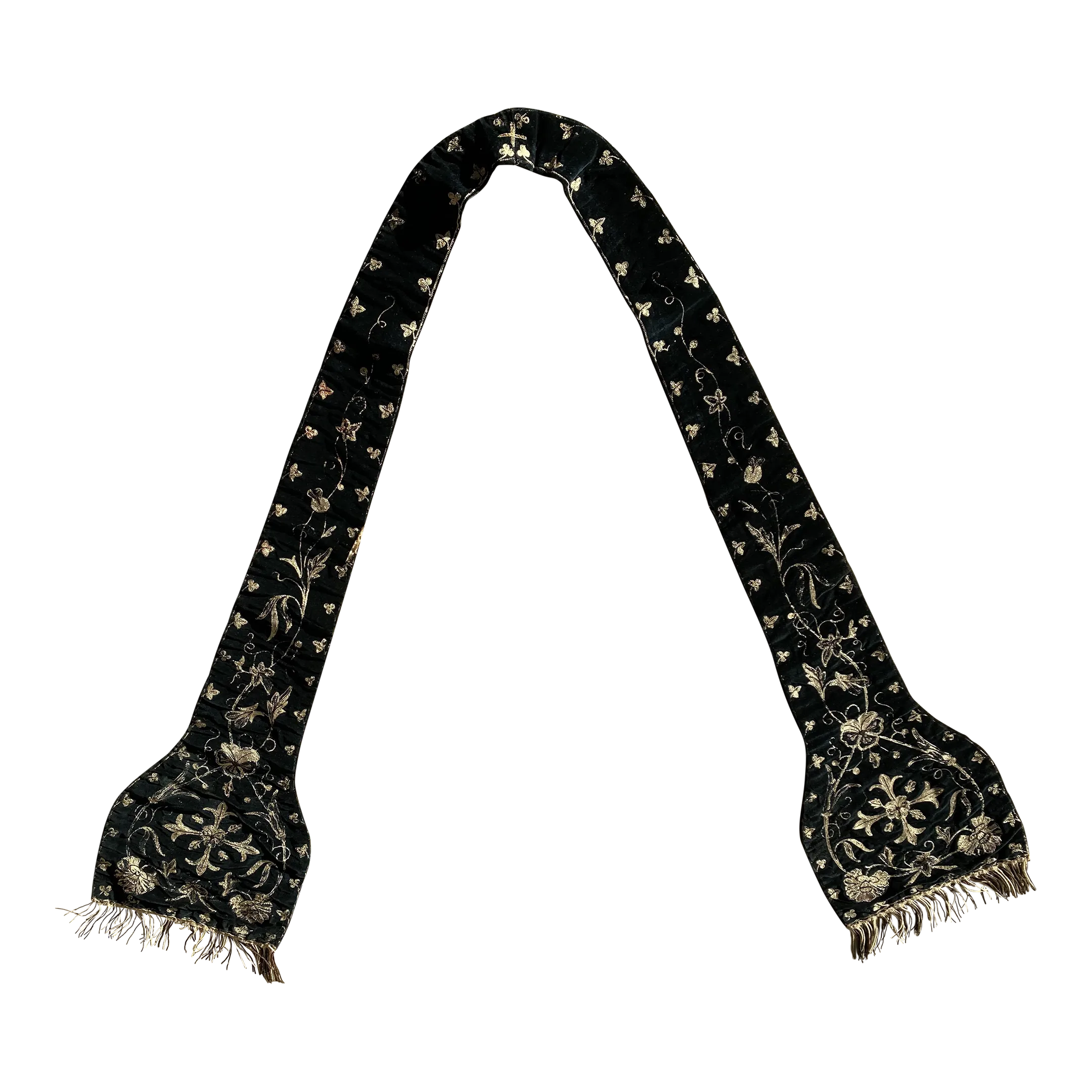 19th Century Black Velvet Embroidery Trim