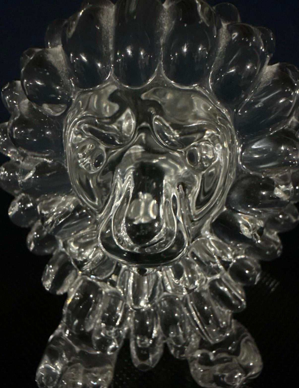 Vintage Fm Konstglas Ronneby Sweden Lead Crystal Lion Figurine 5.5” Art Glass Paperweight