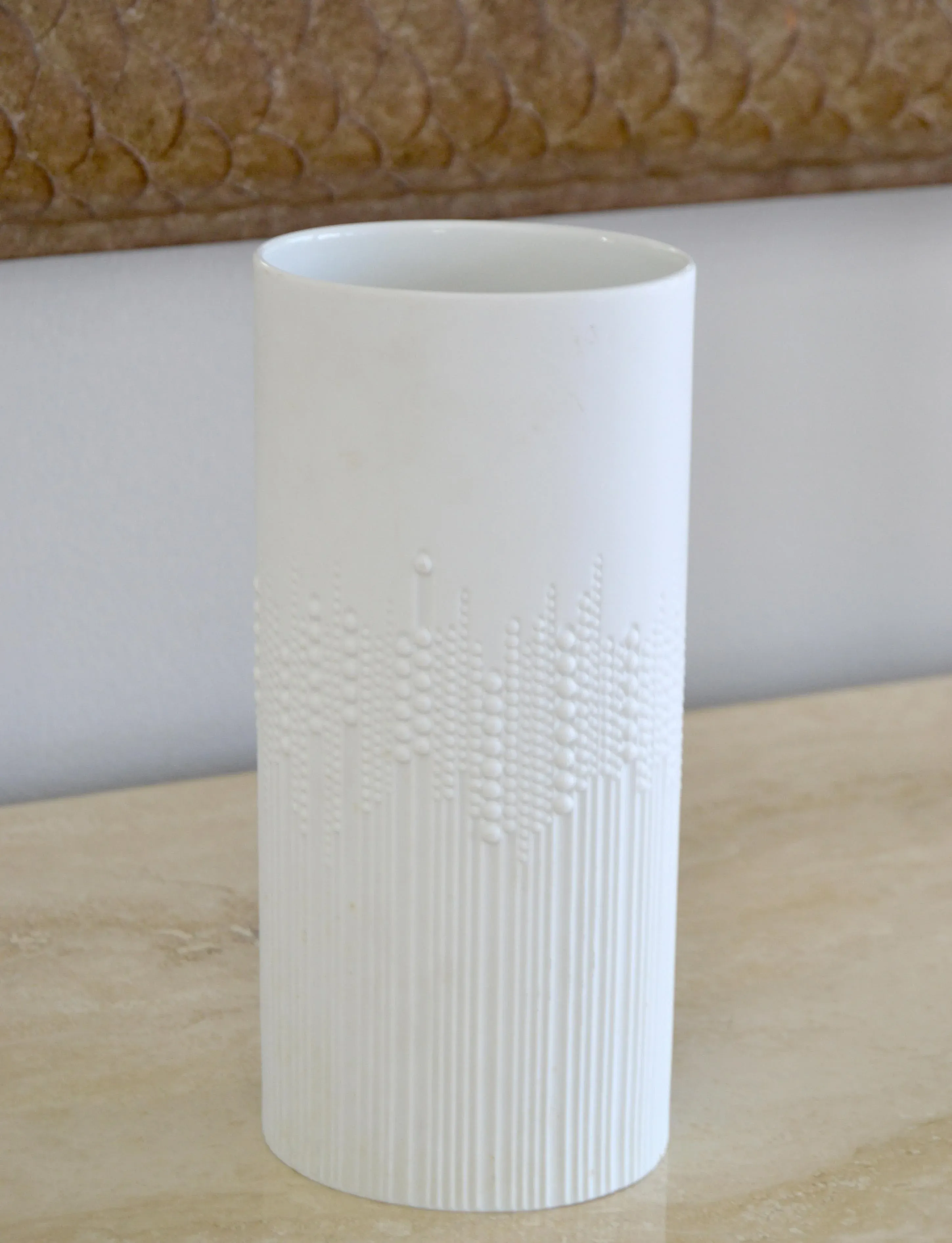 1950s Tapio Wirkkala White Bisque Drops Oval Flower Vase Rosenthal