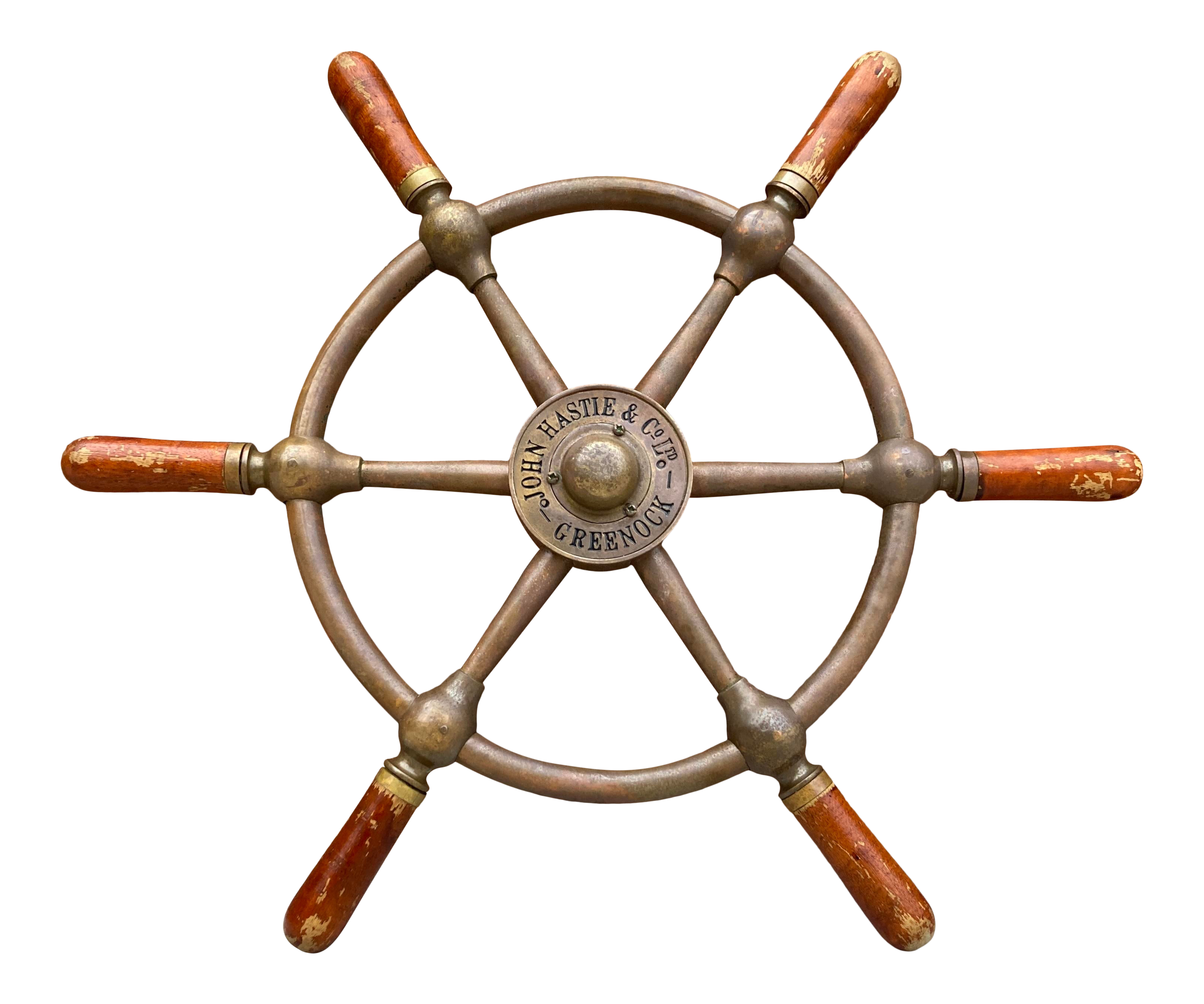 船舶用舵輪●John Hastie & Co. Ltd製造●24-06-19 Lot - BRASS SHIP'S WHEEL BY JOHN HASTIE & CO. LTD.