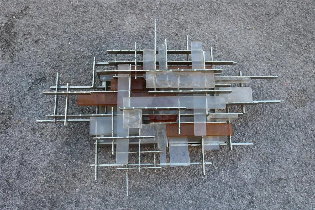 Minimalist Brutalist Wall Lamp from Poliarte, Italy, 1960s